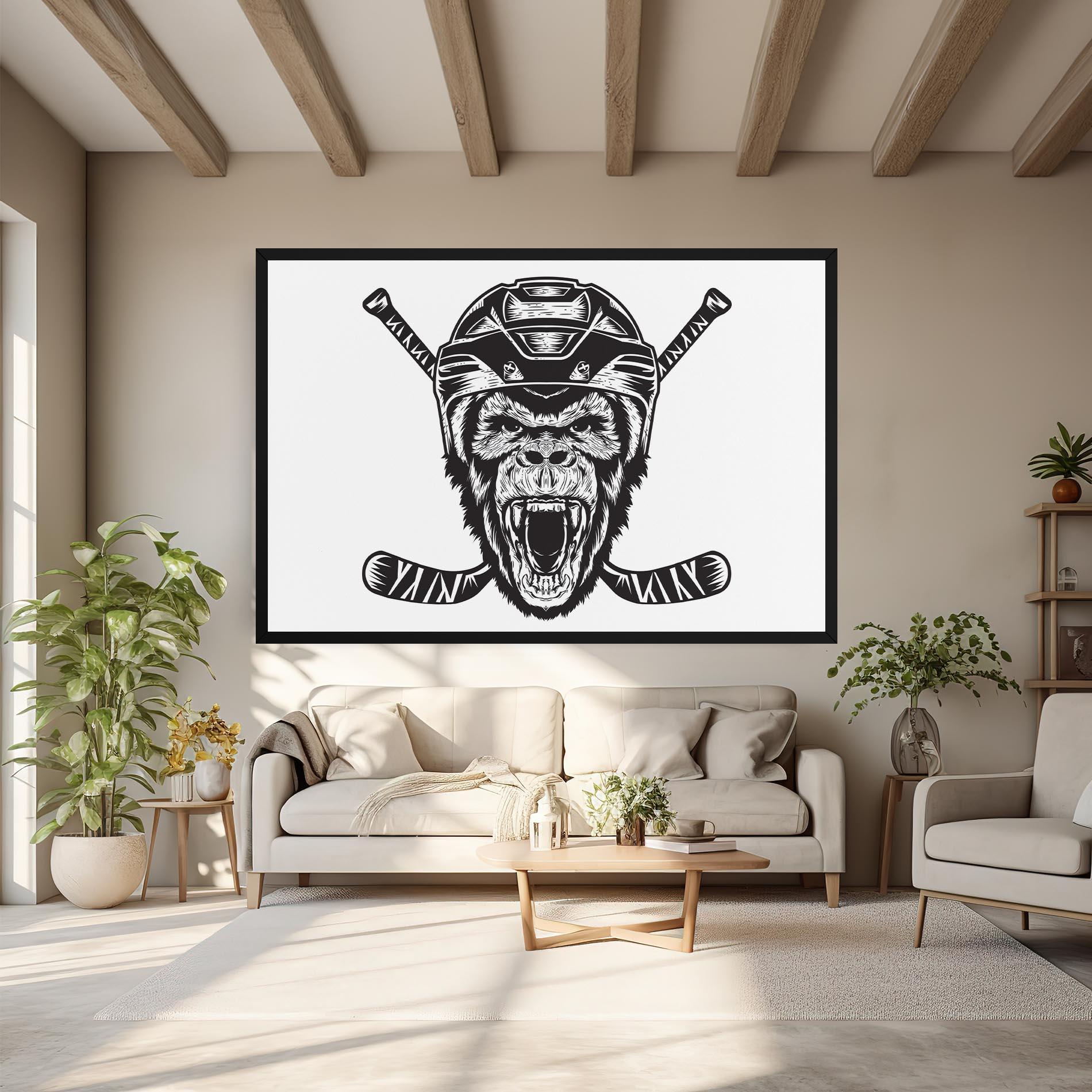 Tablou Canvas Monkey Hockey mockup 6