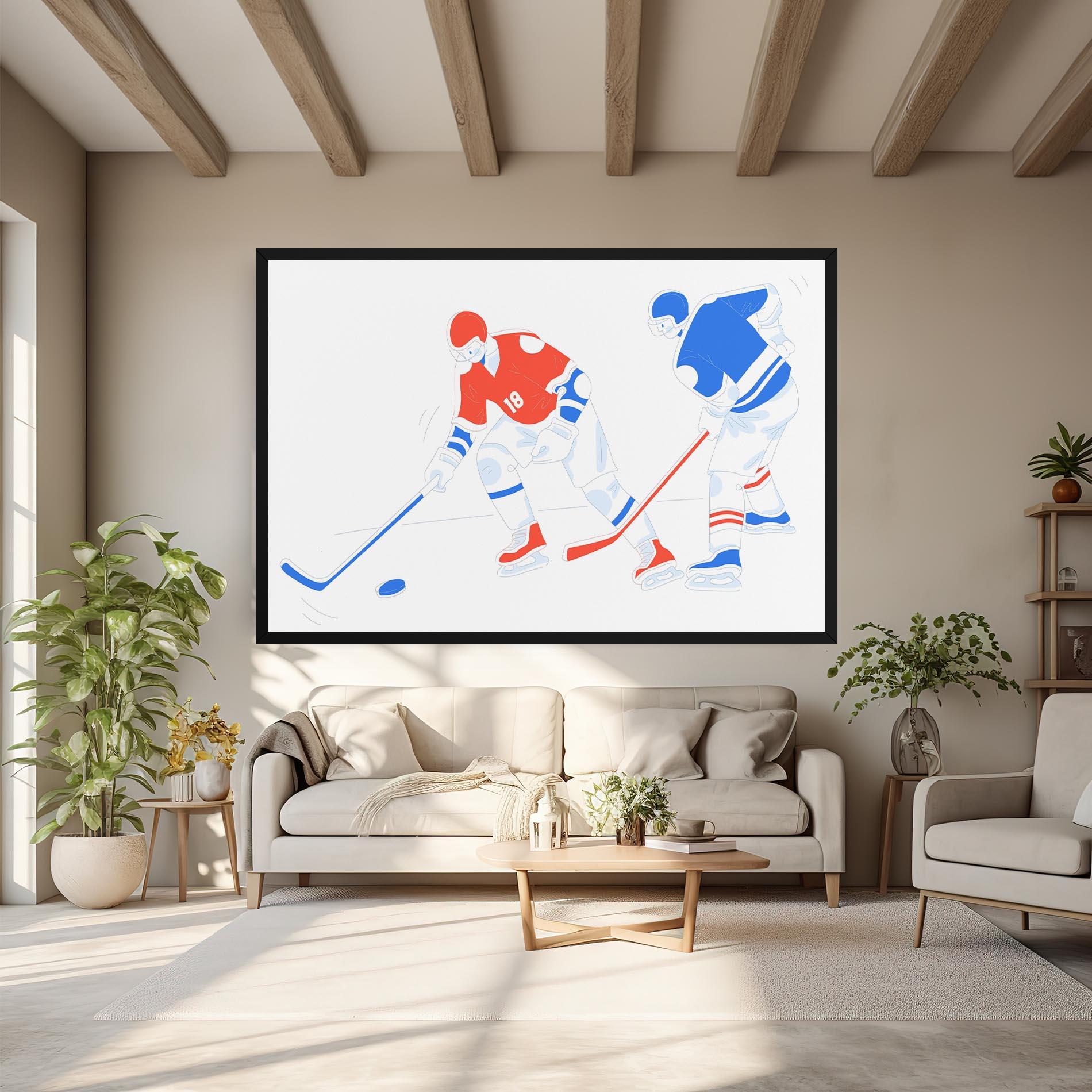 Tablou Canvas Orange Blue Hockey mockup 6