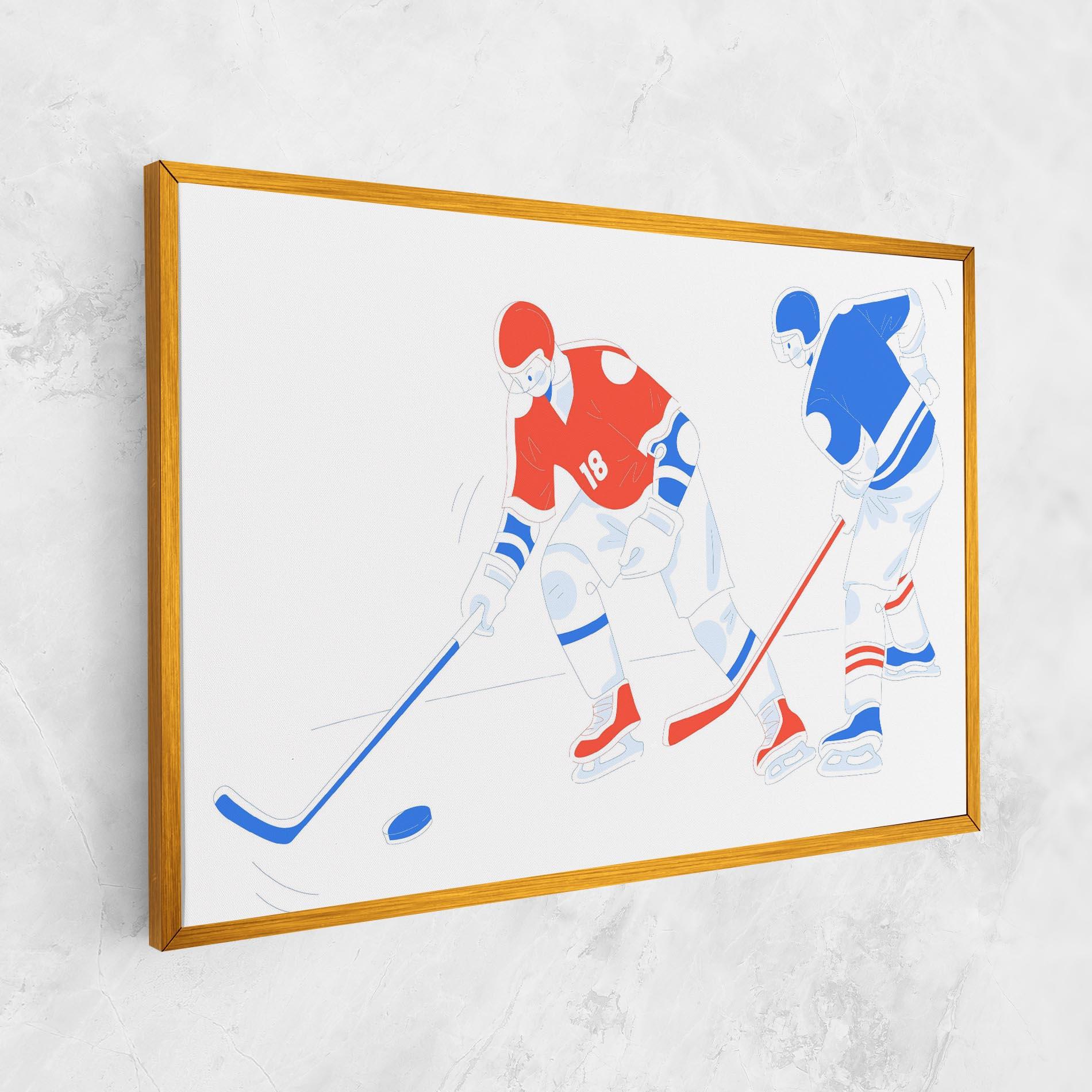 Tablou Canvas Orange Blue Hockey mockup 1