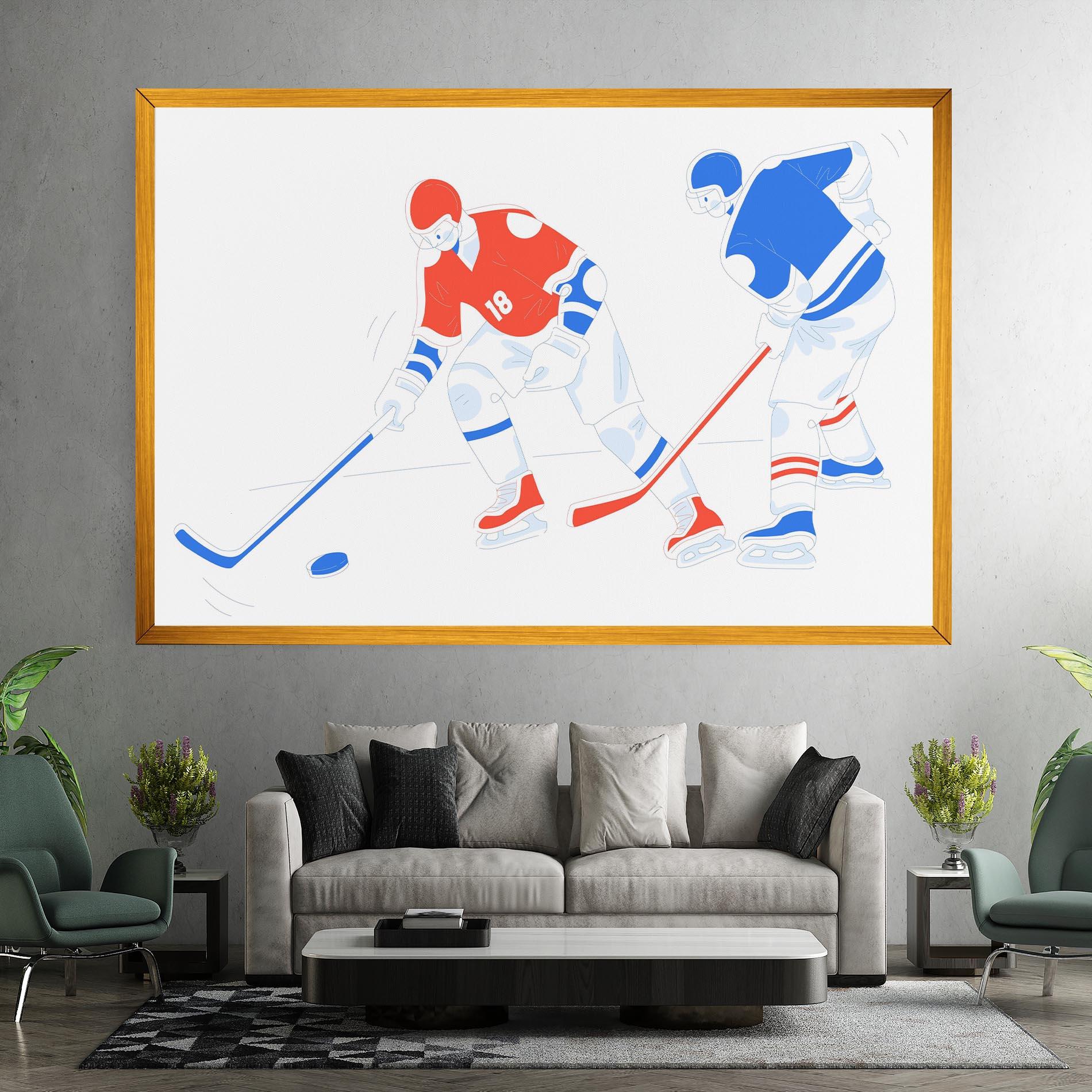 Tablou Canvas Orange Blue Hockey mockup 7