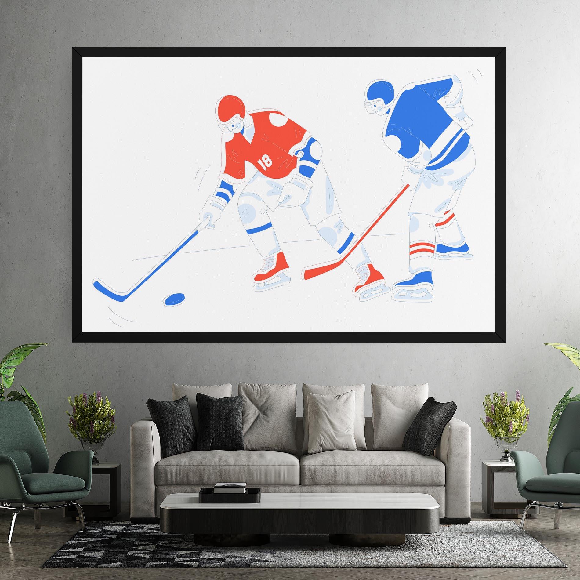 Tablou Canvas Orange Blue Hockey mockup 7
