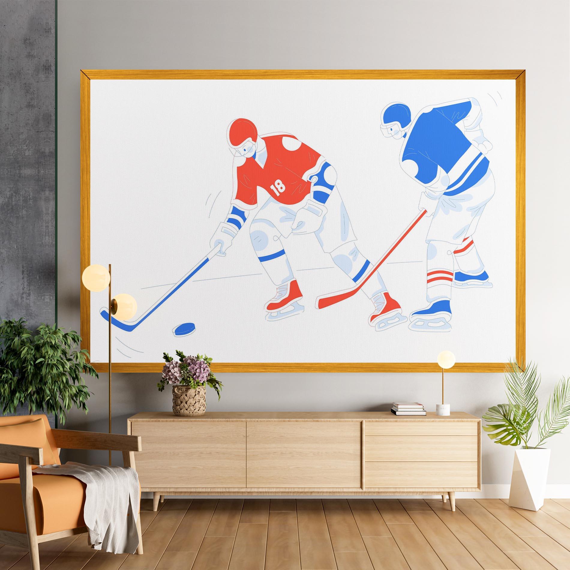 Tablou Canvas Orange Blue Hockey mockup 9