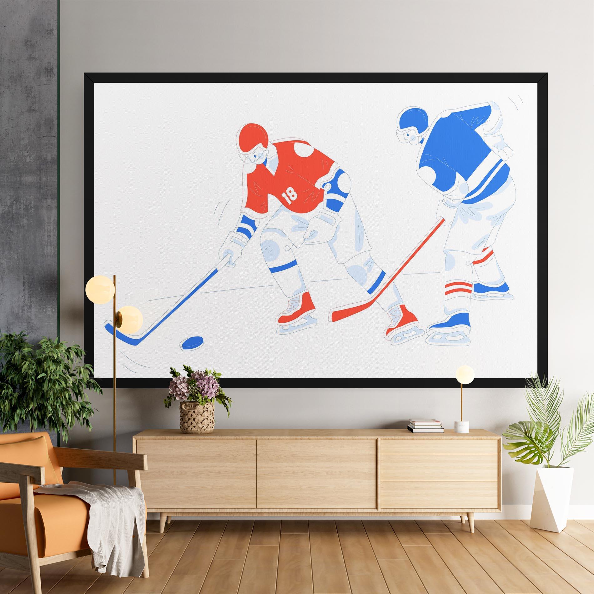 Tablou Canvas Orange Blue Hockey mockup 9