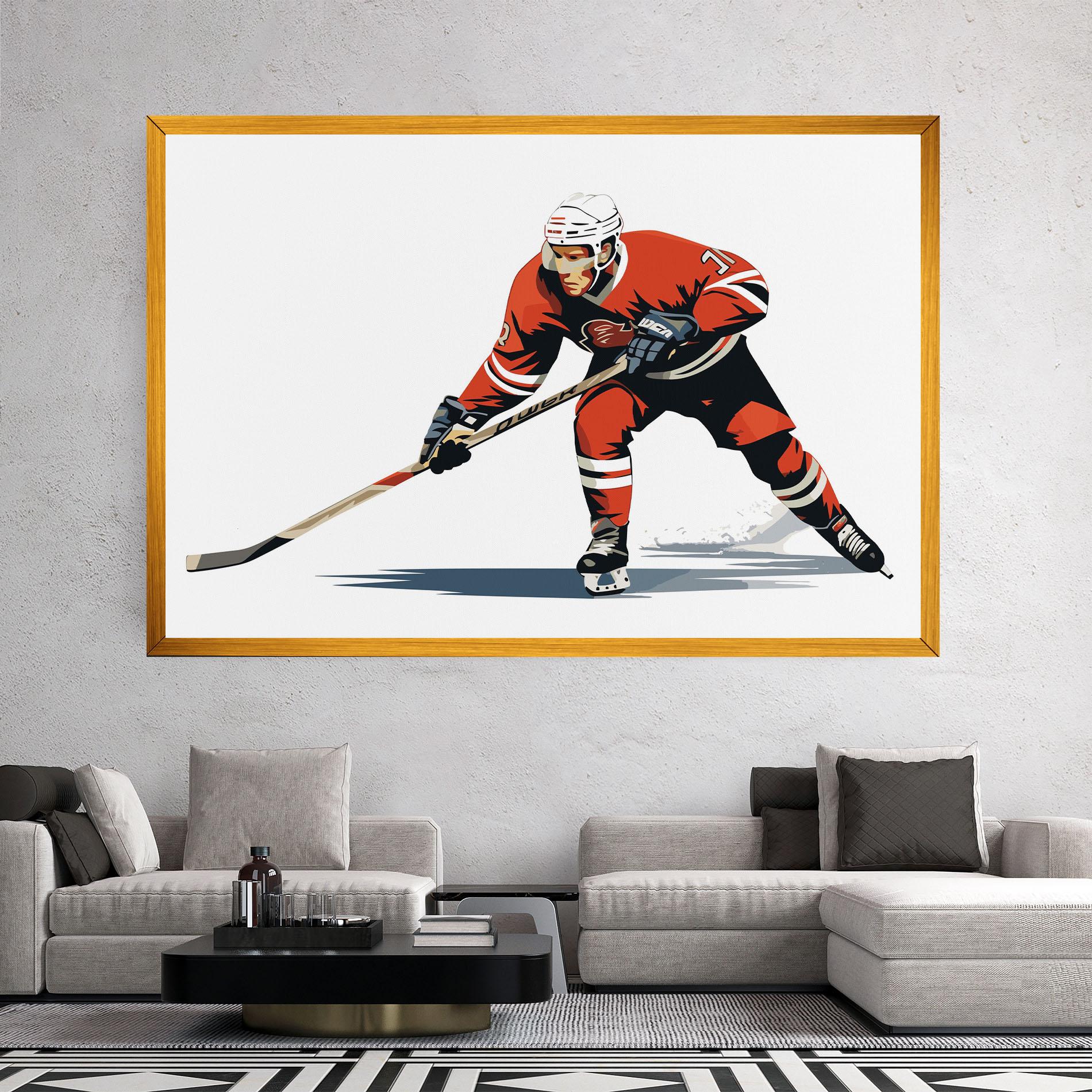 Tablou Canvas Hockey Orange Player mockup 2