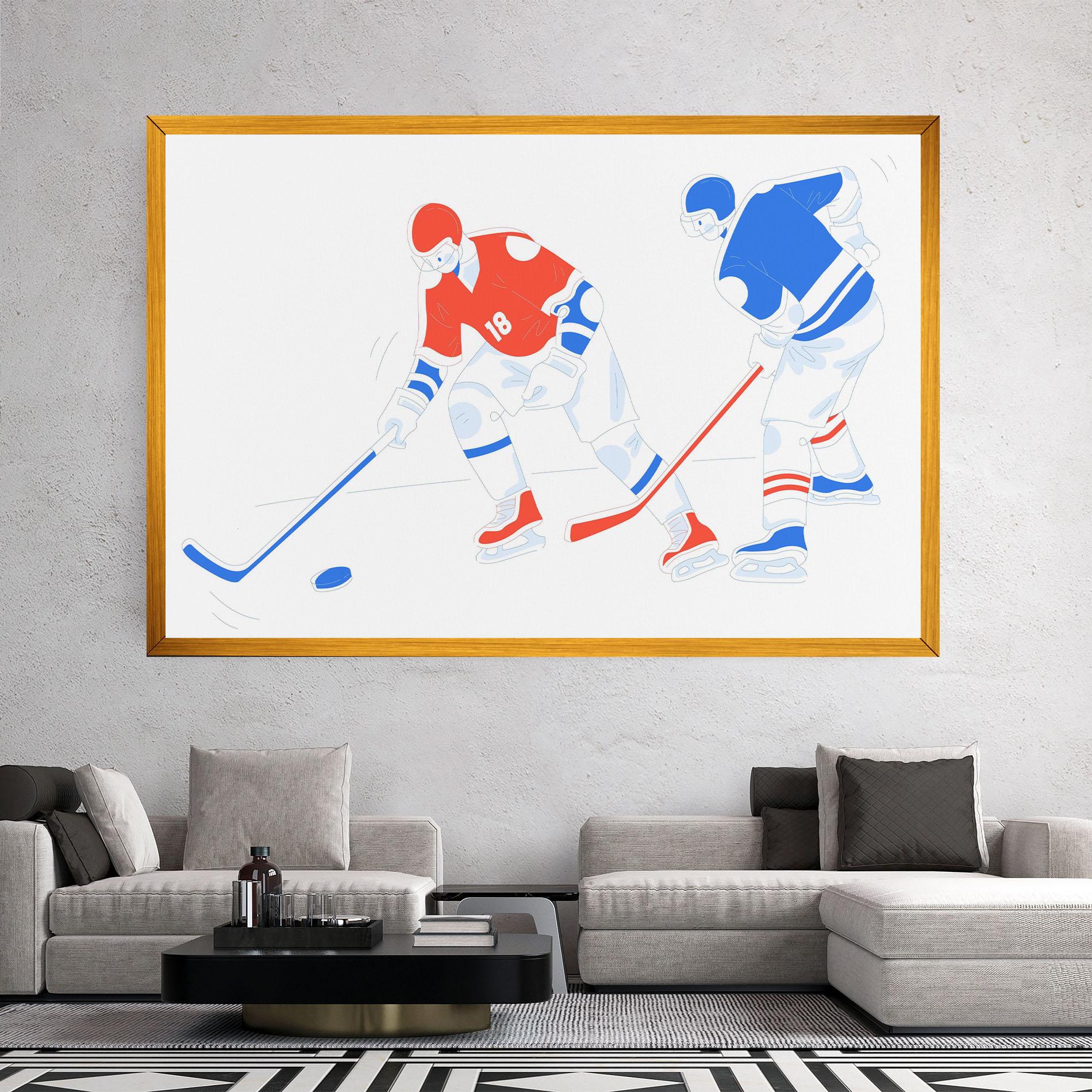 Tablou Canvas Orange Blue Hockey mockup 2
