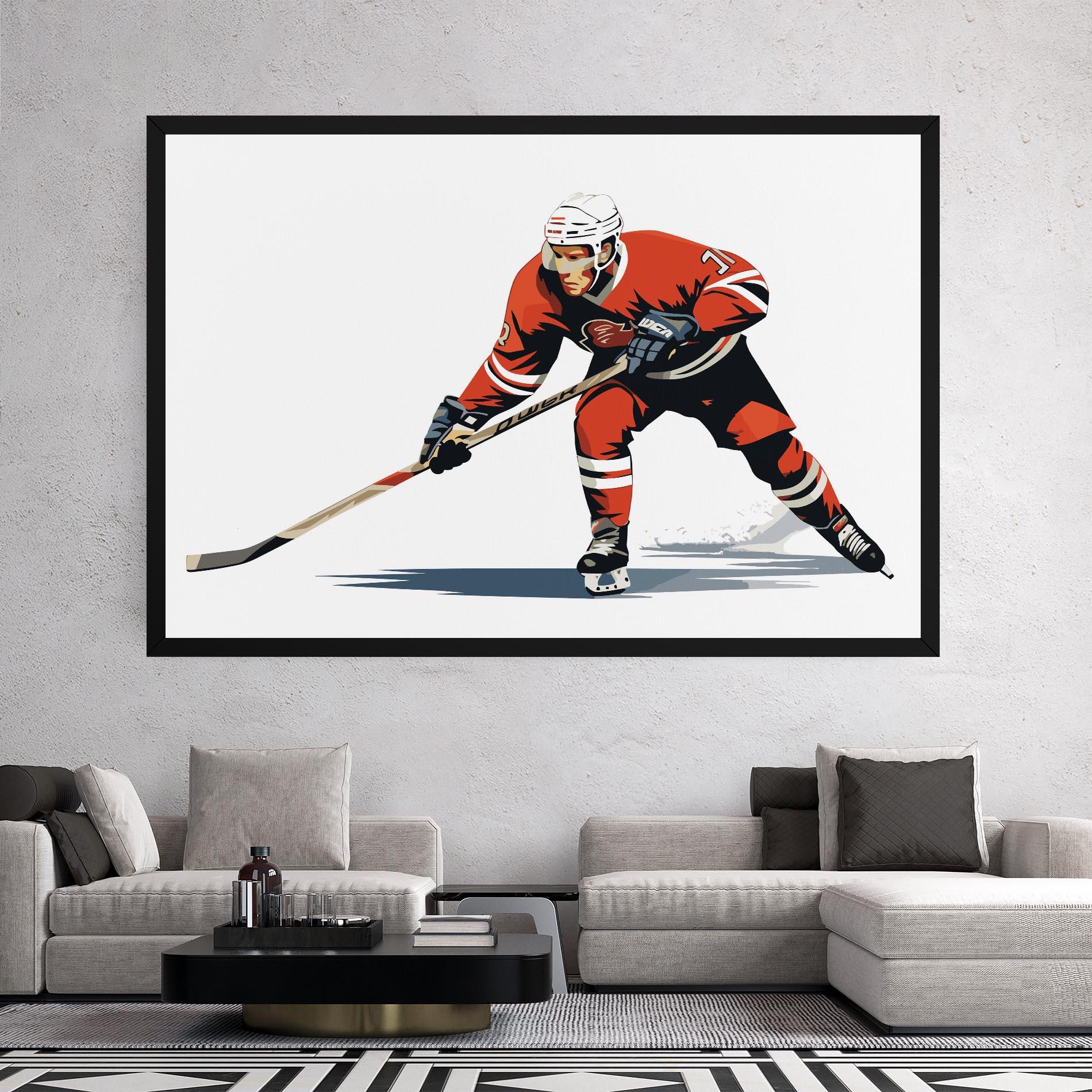 Tablou Canvas Hockey Orange Player mockup 2