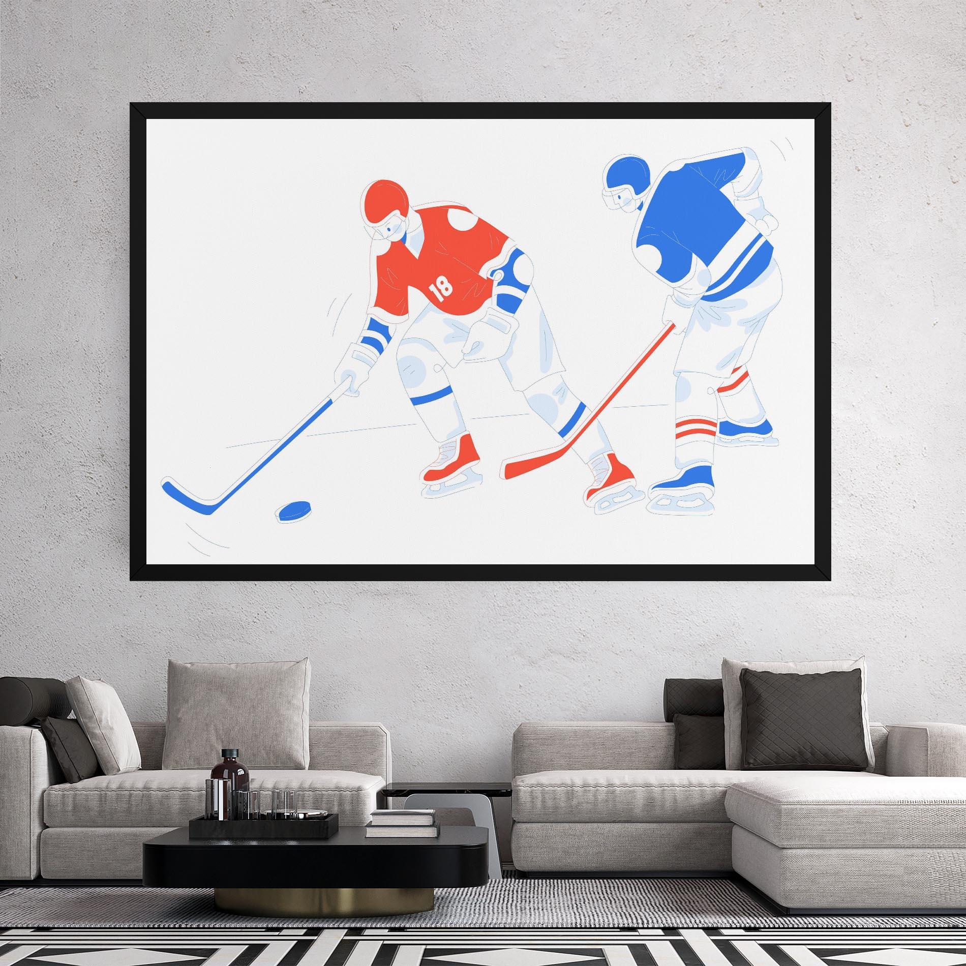 Tablou Canvas Orange Blue Hockey mockup 2