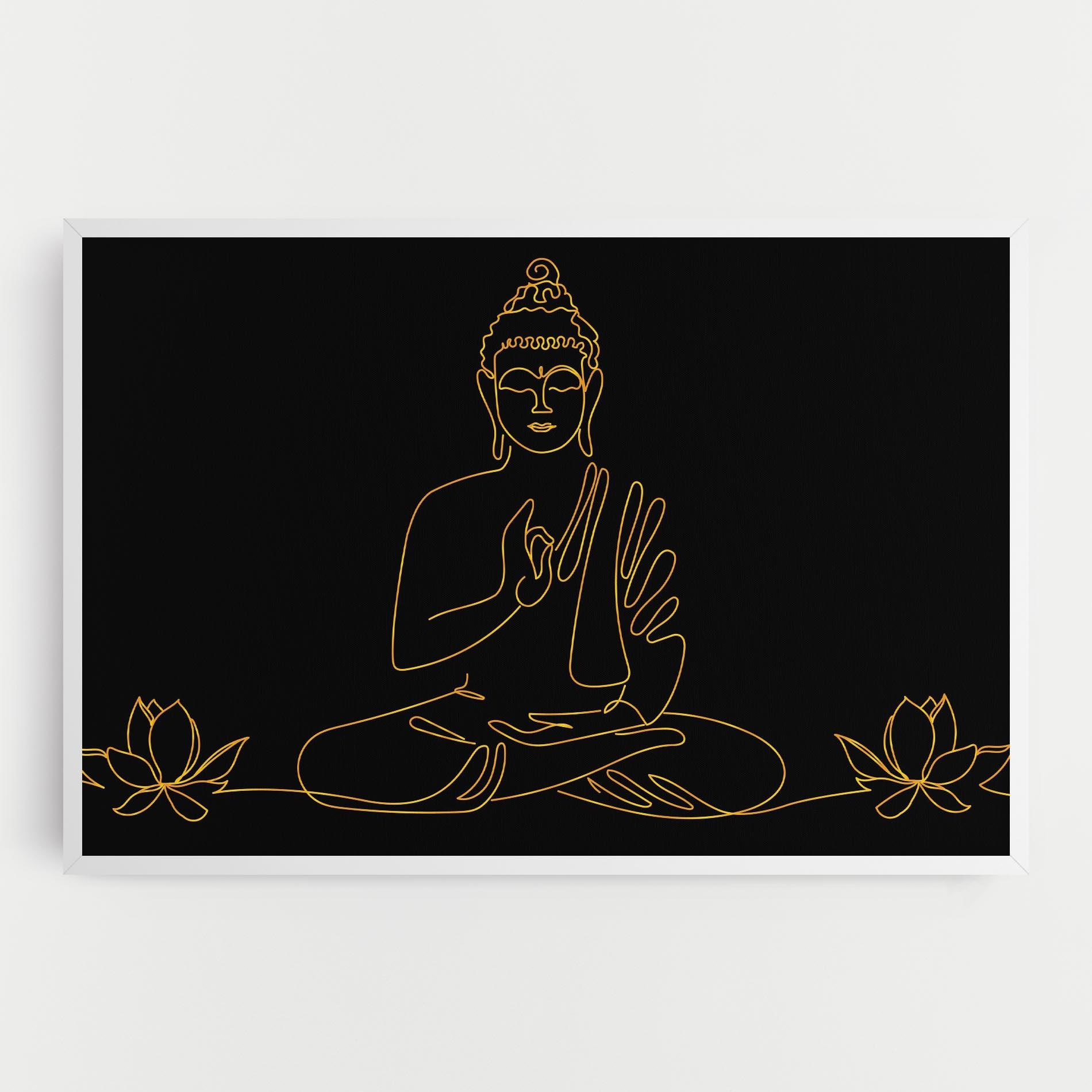 Tablou Canvas Buddha Gold Line mockup 0