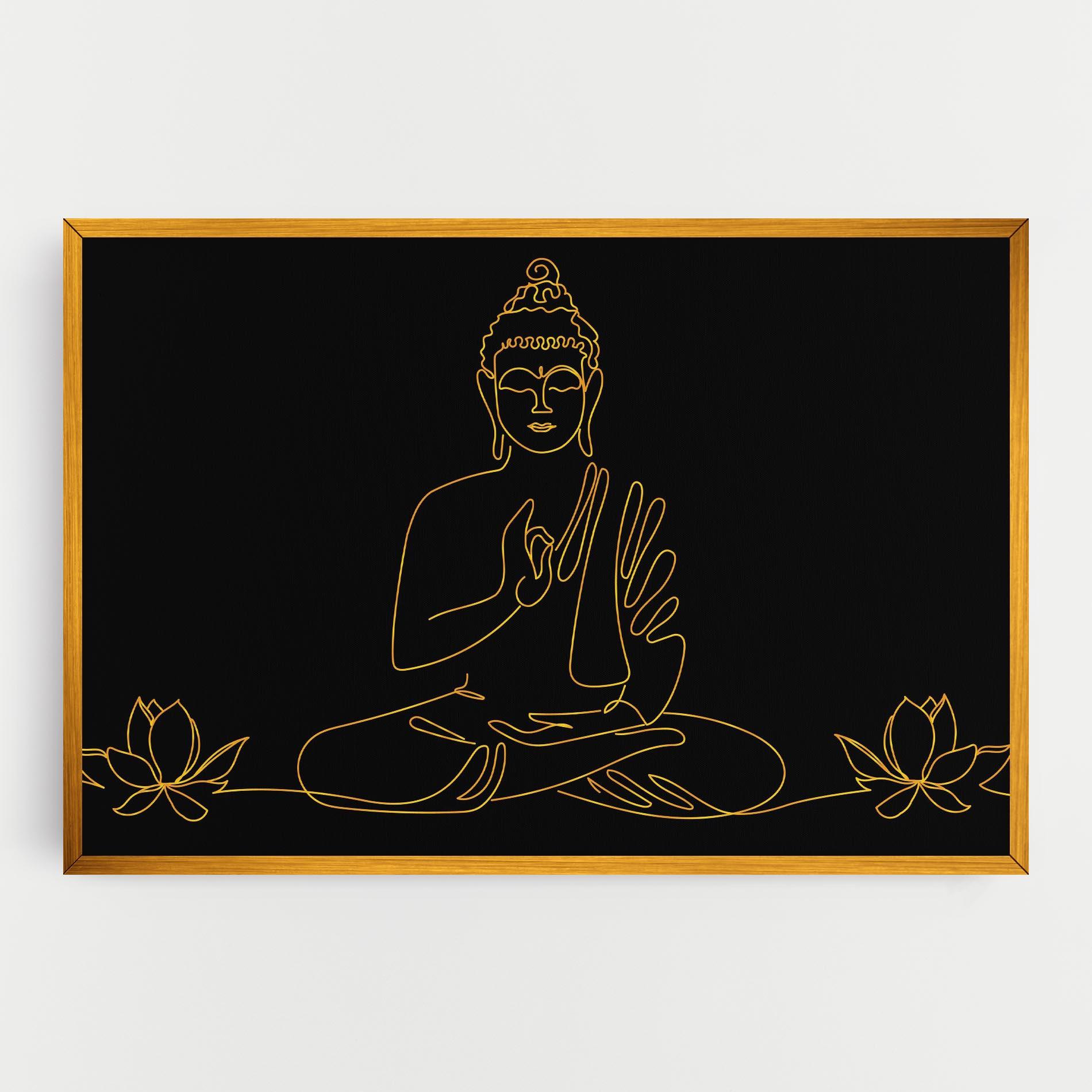 Tablou Canvas Buddha Gold Line mockup 0