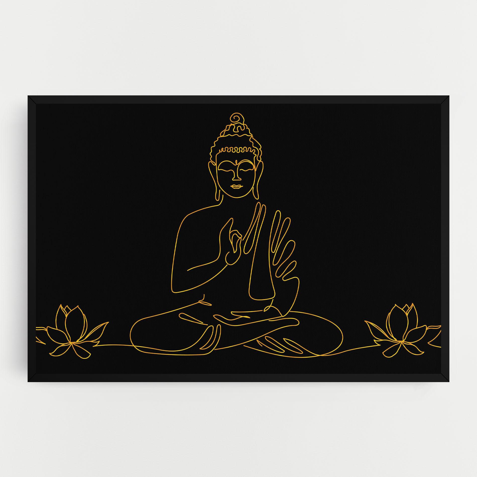Tablou Canvas Buddha Gold Line mockup 0