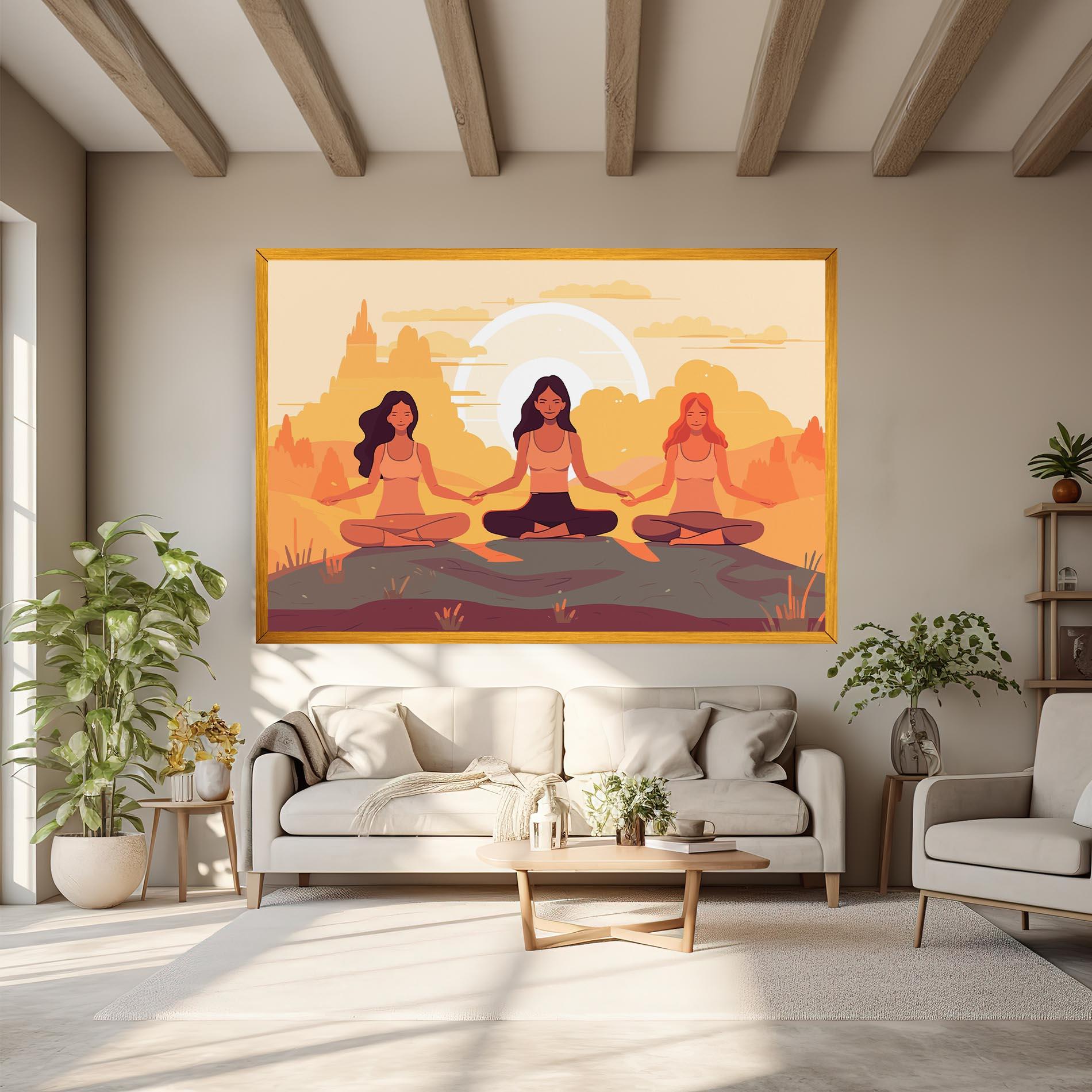 Tablou Canvas Three Yoga Girls mockup 6