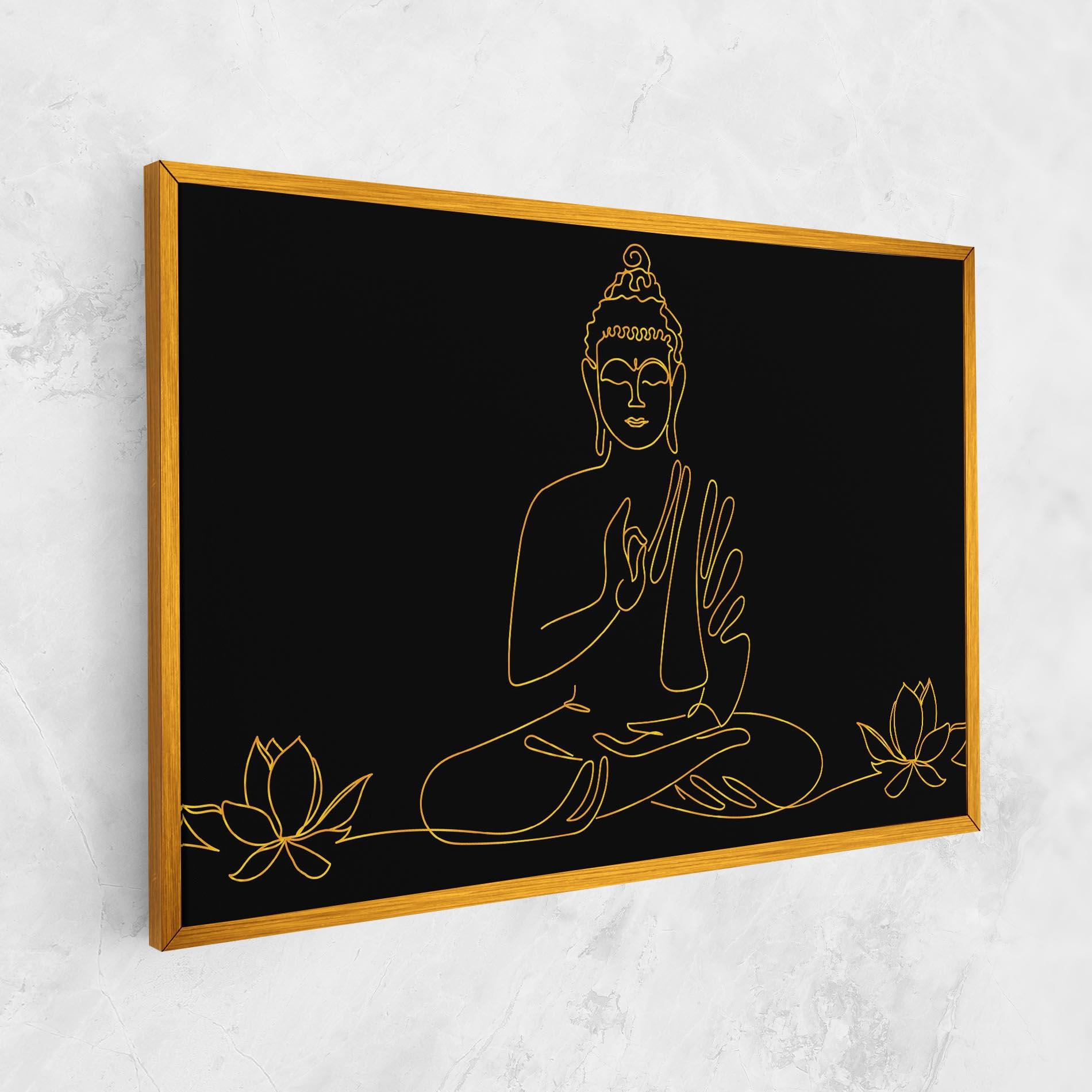 Tablou Canvas Buddha Gold Line mockup 1