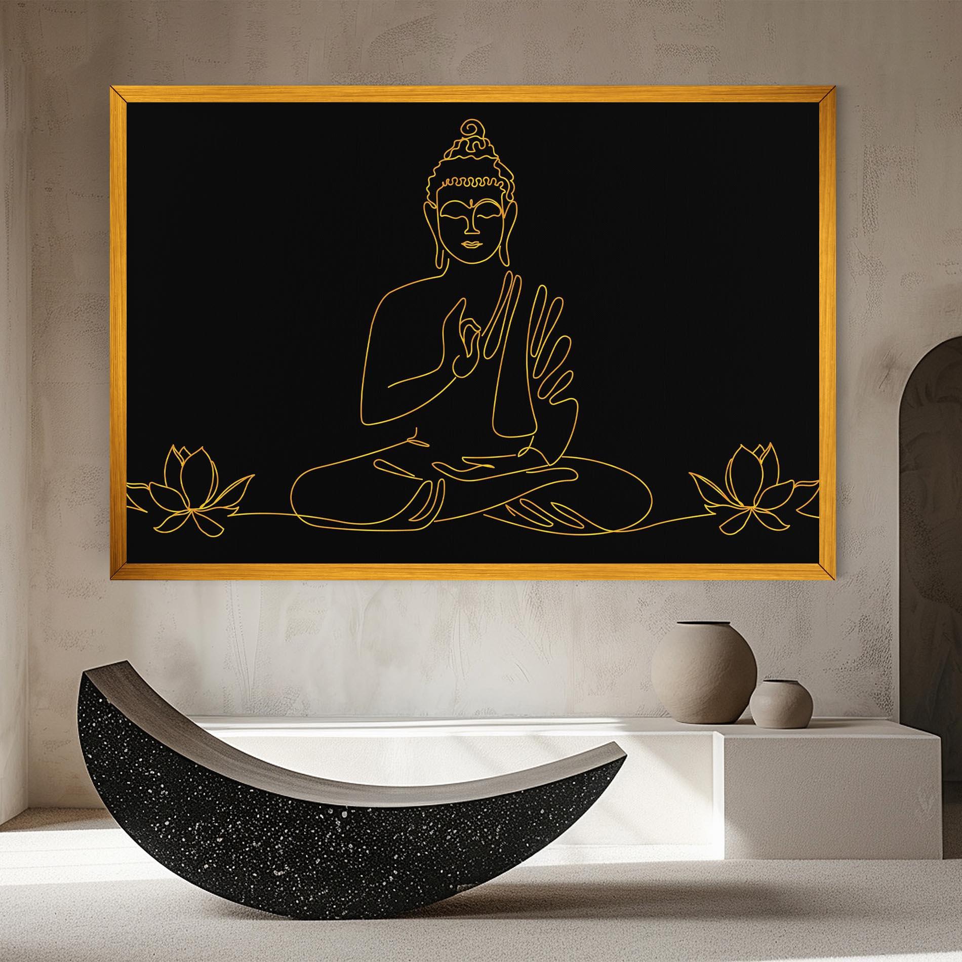 Tablou Canvas Buddha Gold Line mockup 8