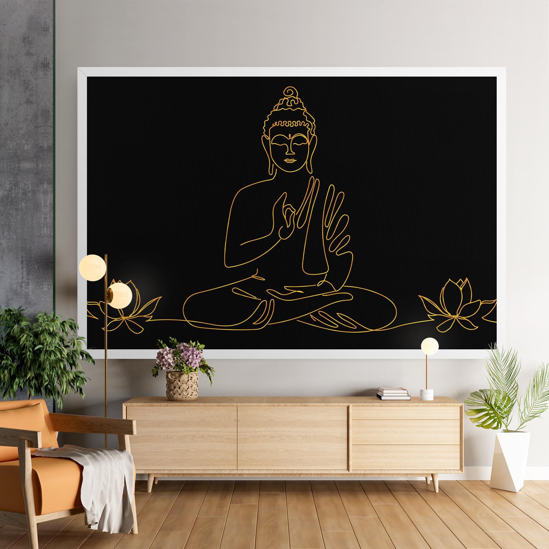 Tablou Canvas Buddha Gold Line mockup 9