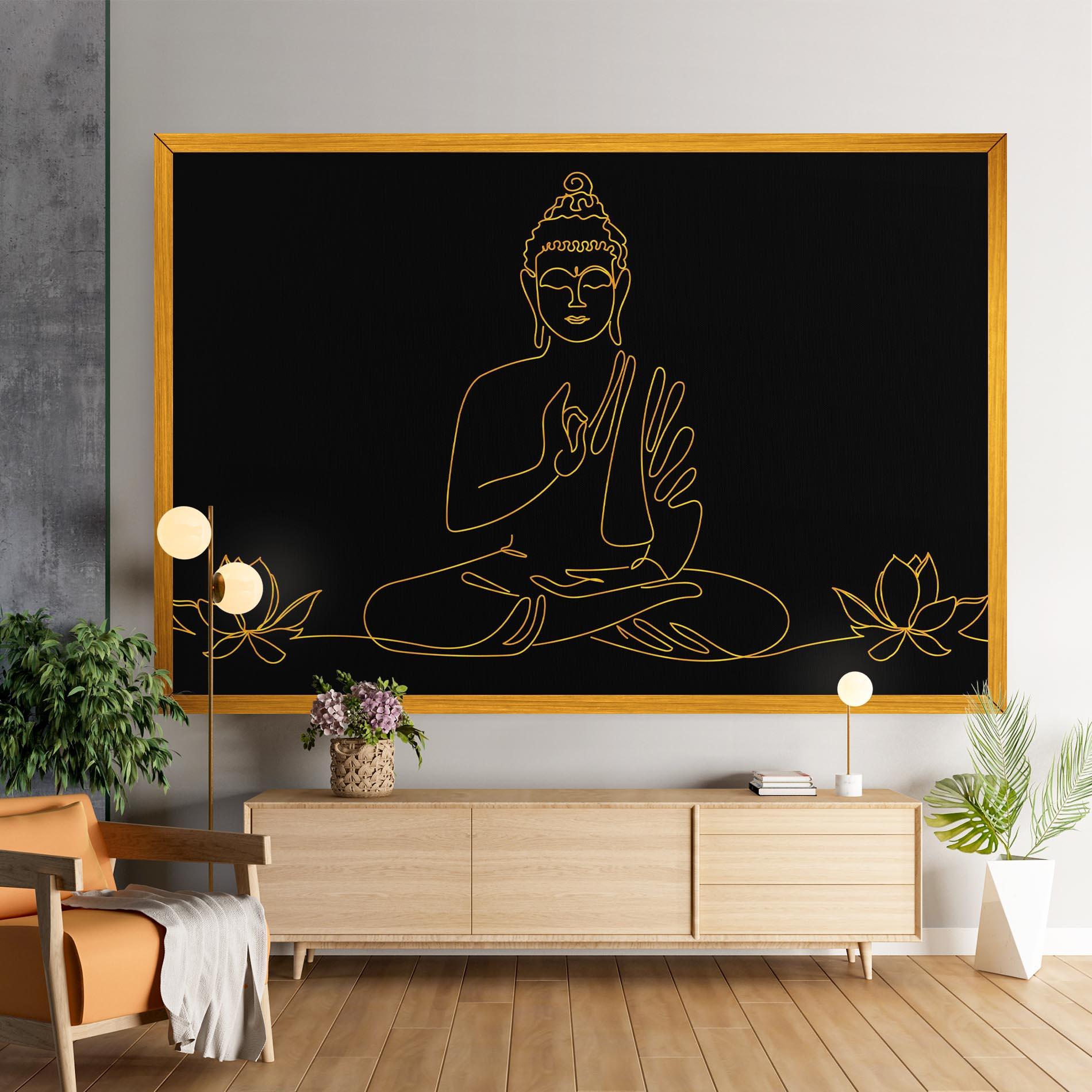 Tablou Canvas Buddha Gold Line mockup 9
