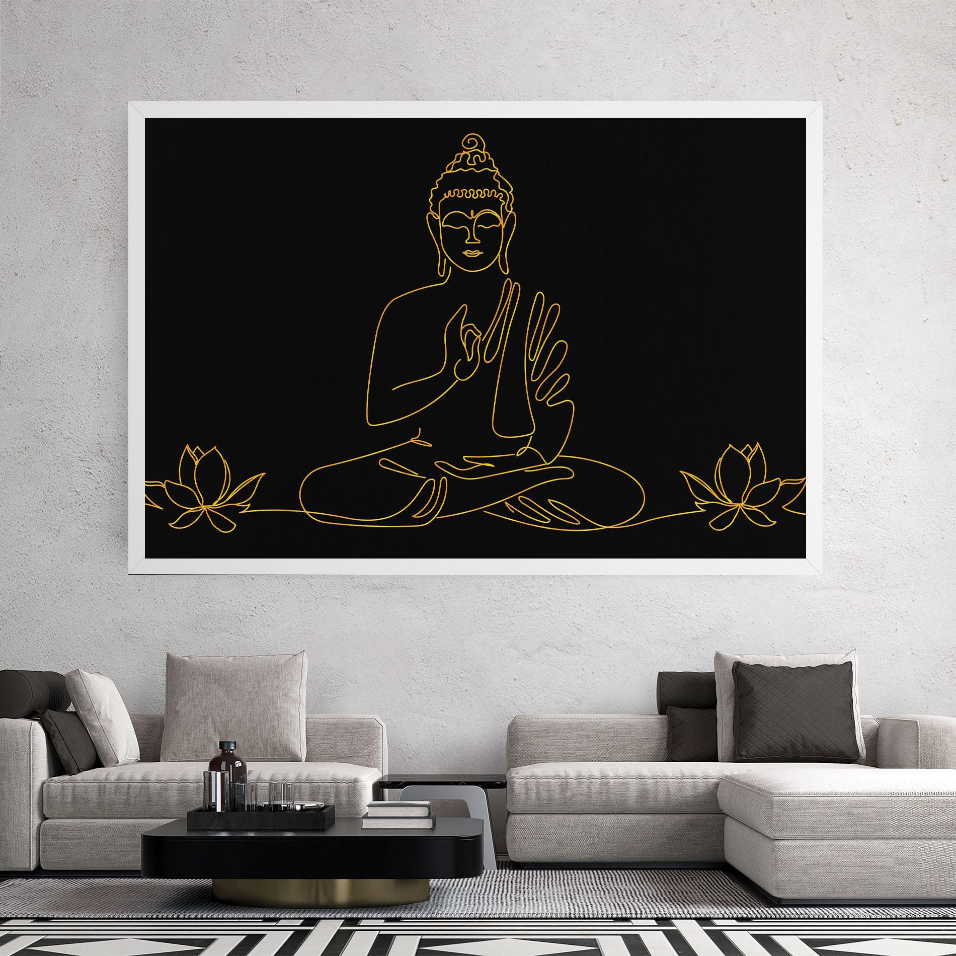 Tablou Canvas Buddha Gold Line mockup 2