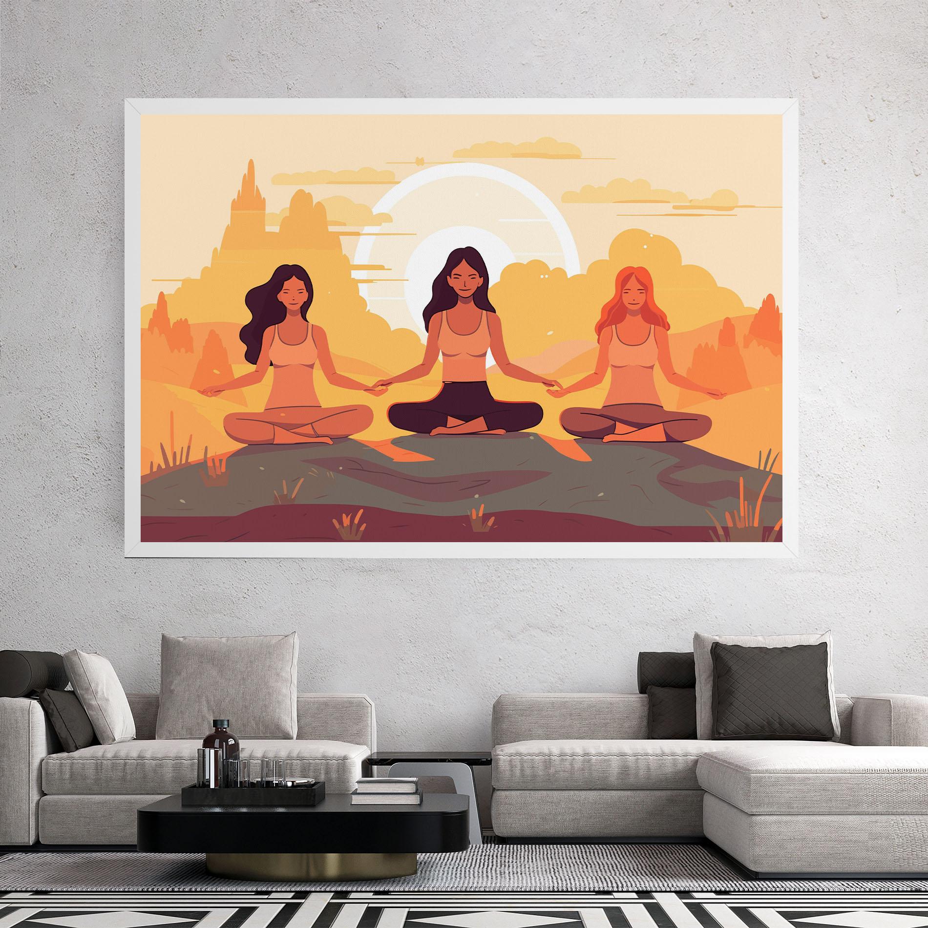 Tablou Canvas Three Yoga Girls mockup 2