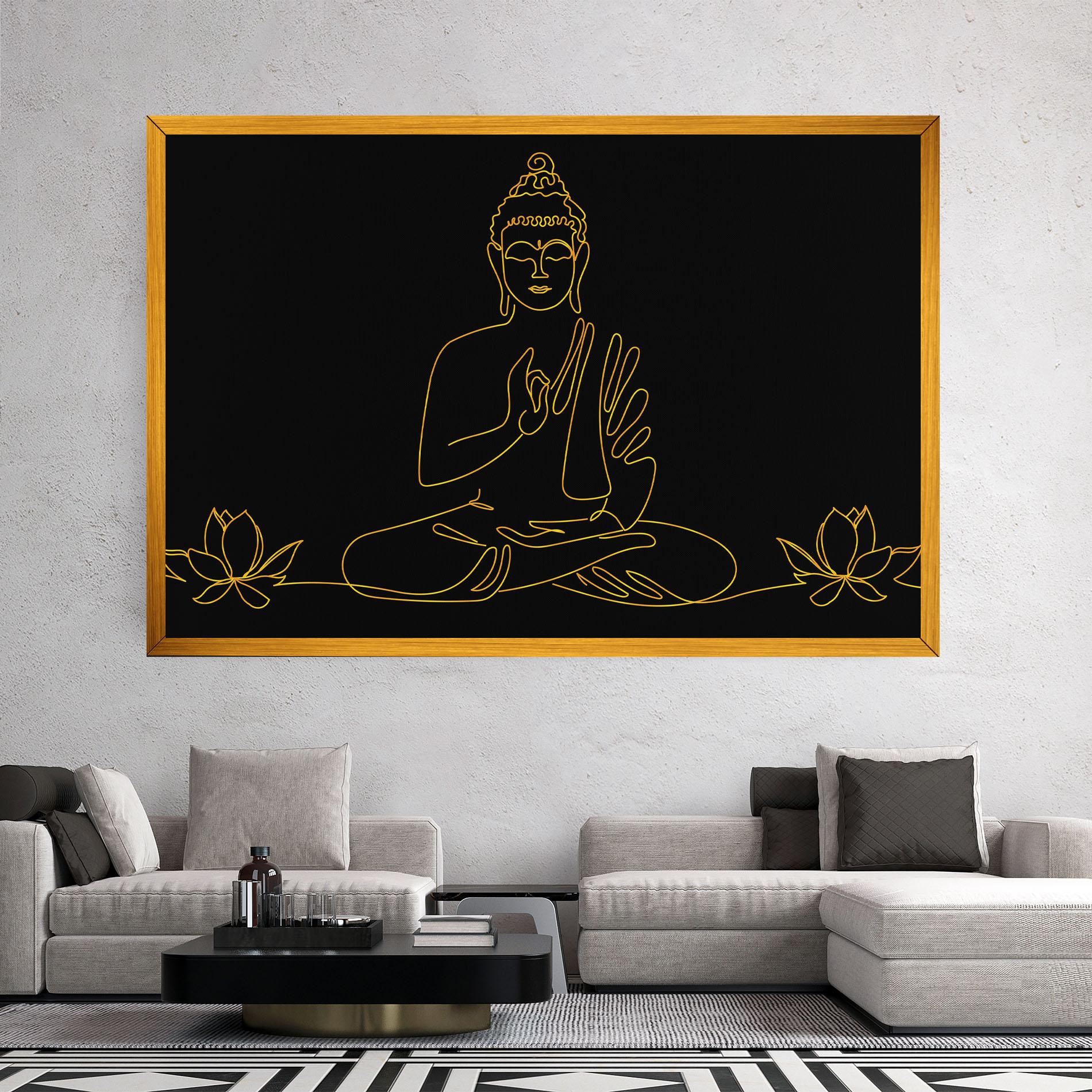 Tablou Canvas Buddha Gold Line mockup 2