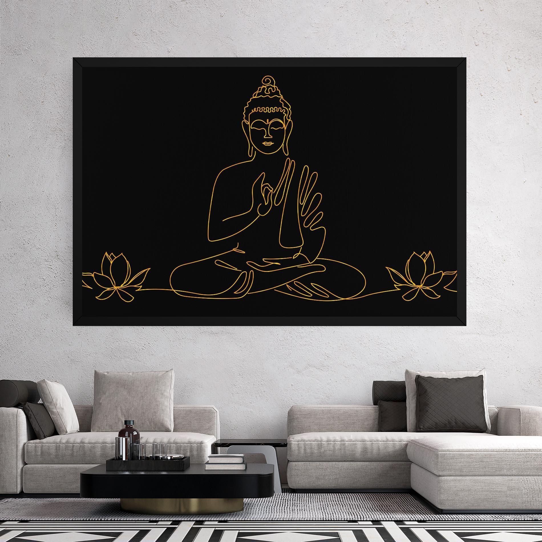 Tablou Canvas Buddha Gold Line mockup 2