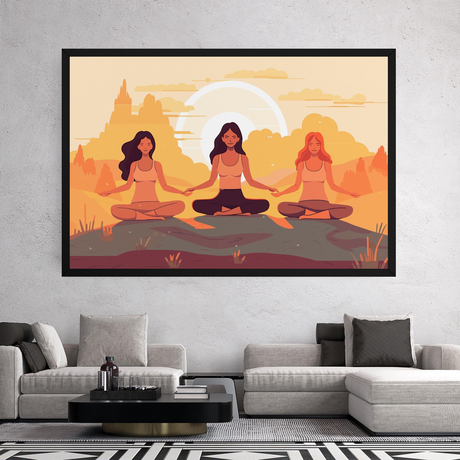 Tablou Canvas Three Yoga Girls mockup 2