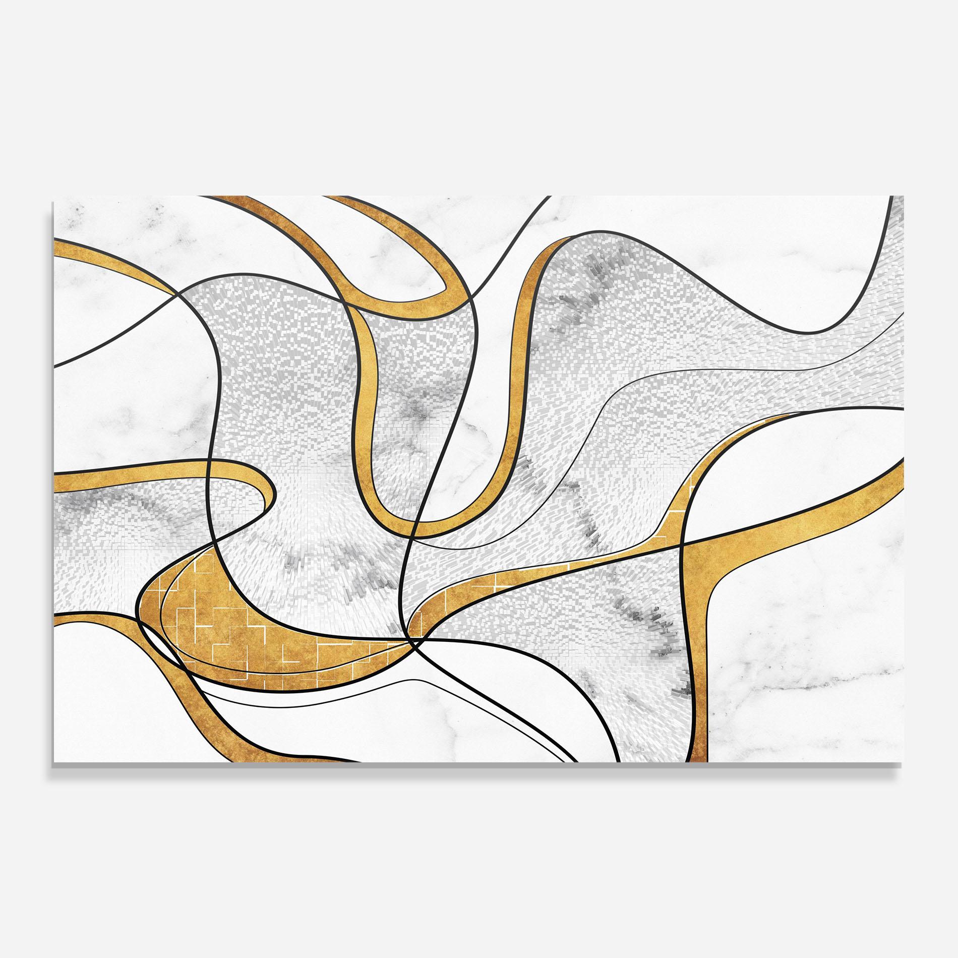 Tablou Sticla Abstract Gold Lines mockup 0