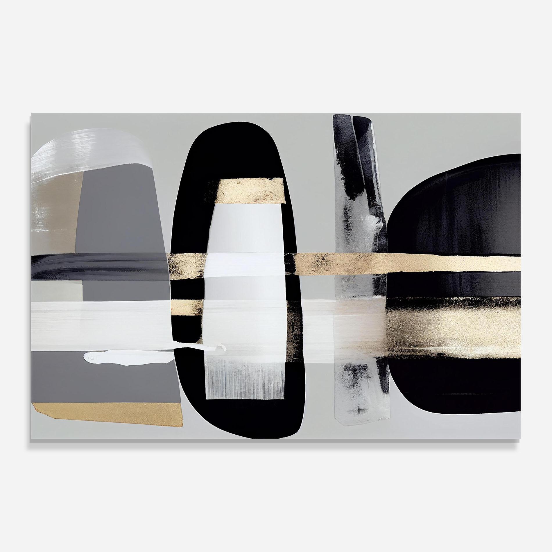 Tablou Sticla Abstract Gold Painting With Black mockup 0