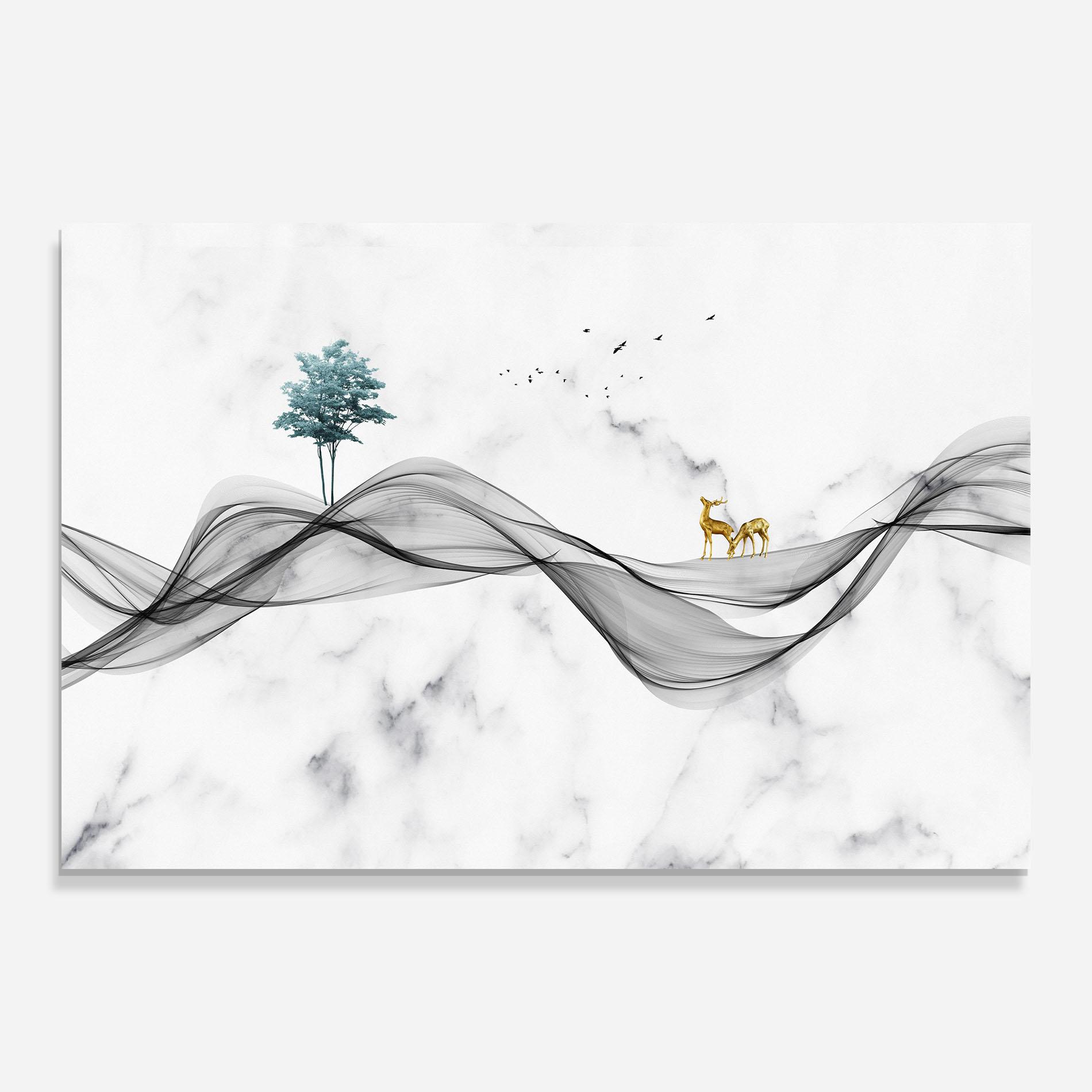 Tablou Sticla Abstract Golden Landscape 1 mockup 0