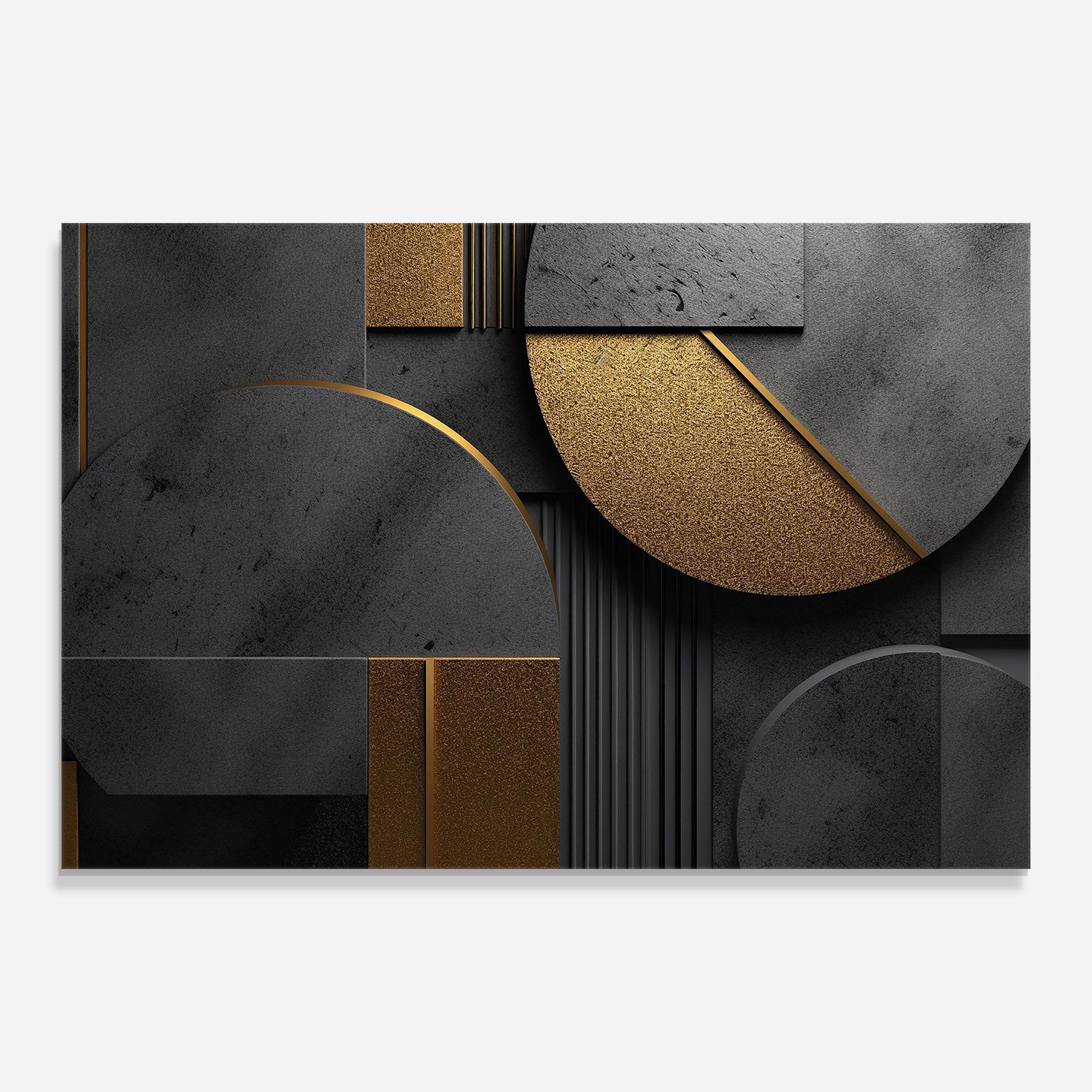 Tablou Sticla Gold With Grey Circle mockup 0