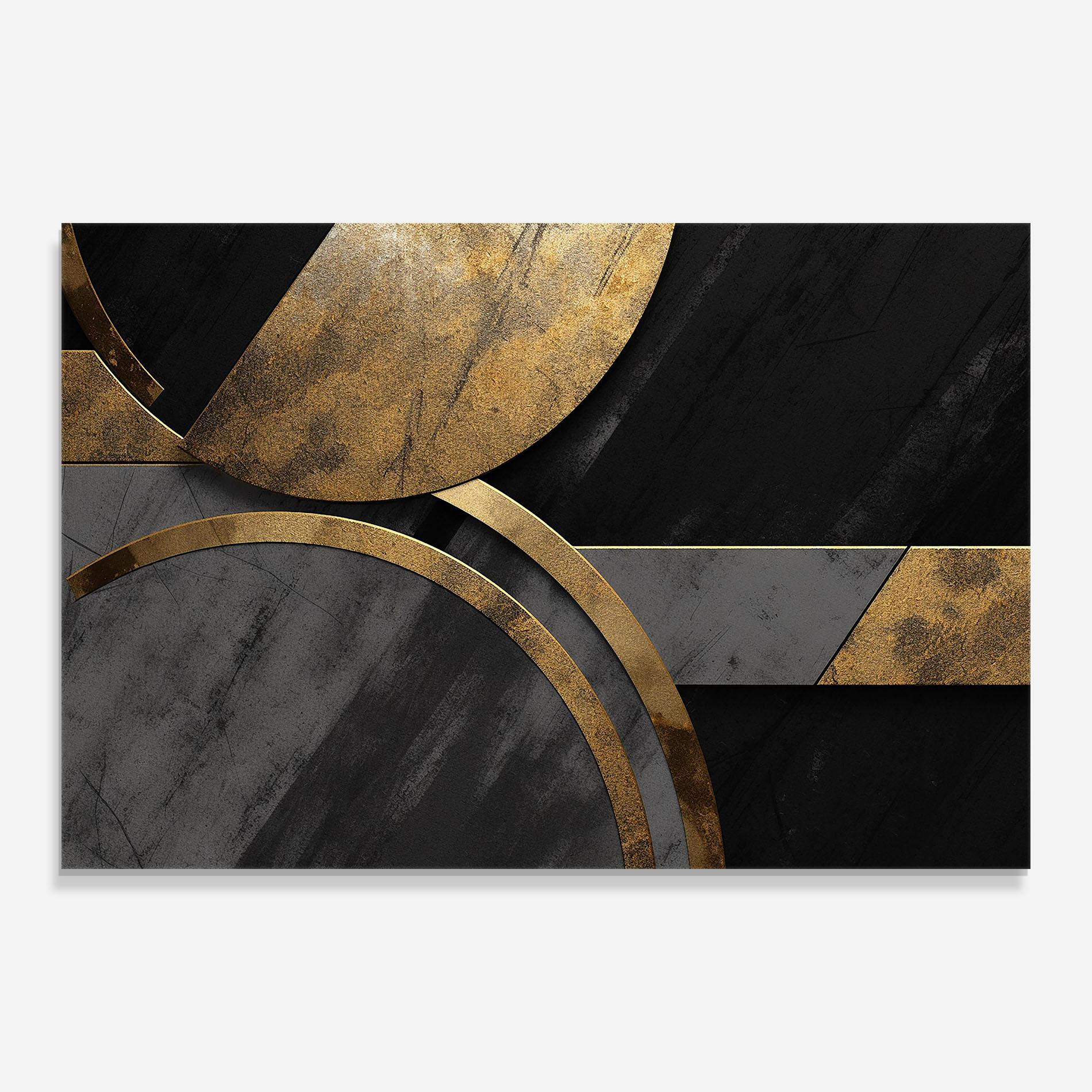 Tablou Sticla Grey With Gold Painting mockup 0