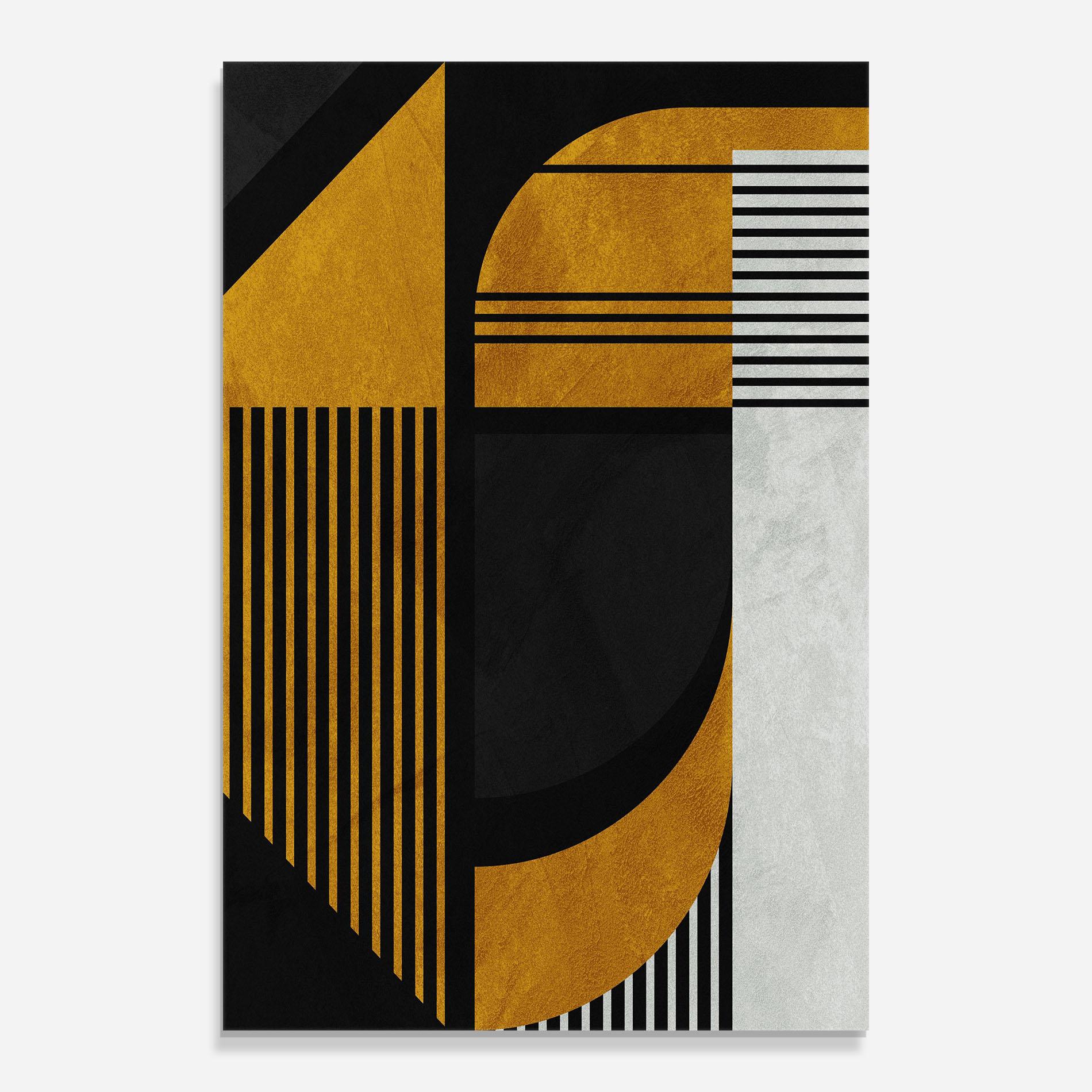 Tablou Sticla Black Lines On Gold mockup 0