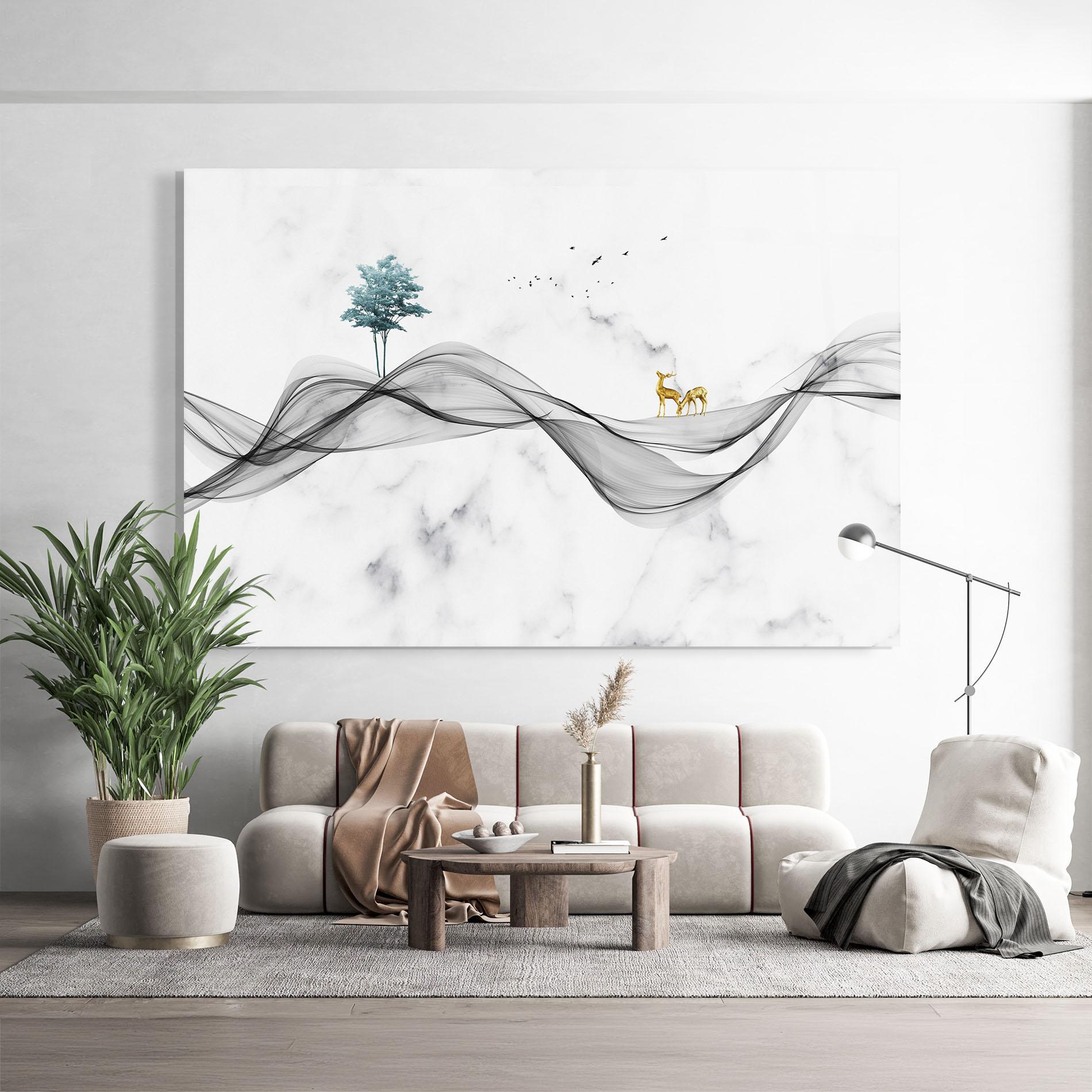 Tablou Sticla Abstract Golden Landscape 1 mockup 9