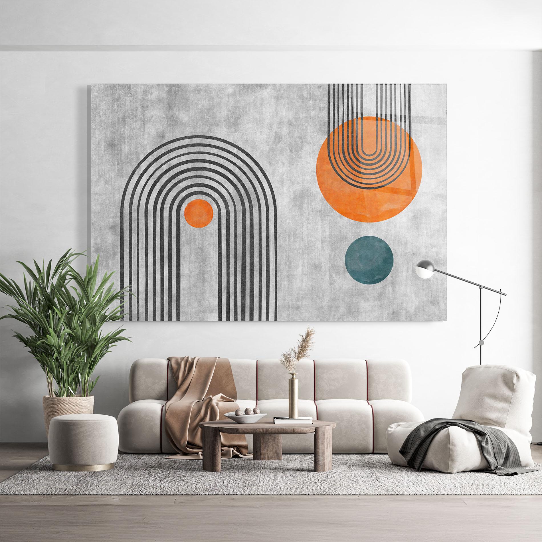 Tablou Sticla Abstract Orange Circles mockup 9