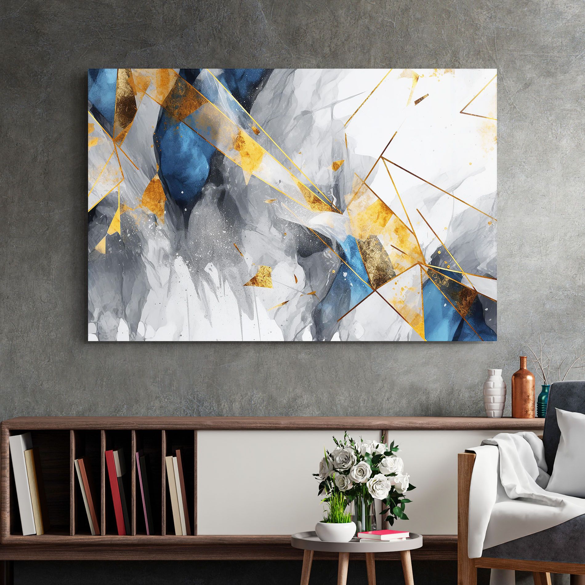 Abstract Gold Blue Pattern mockup 2