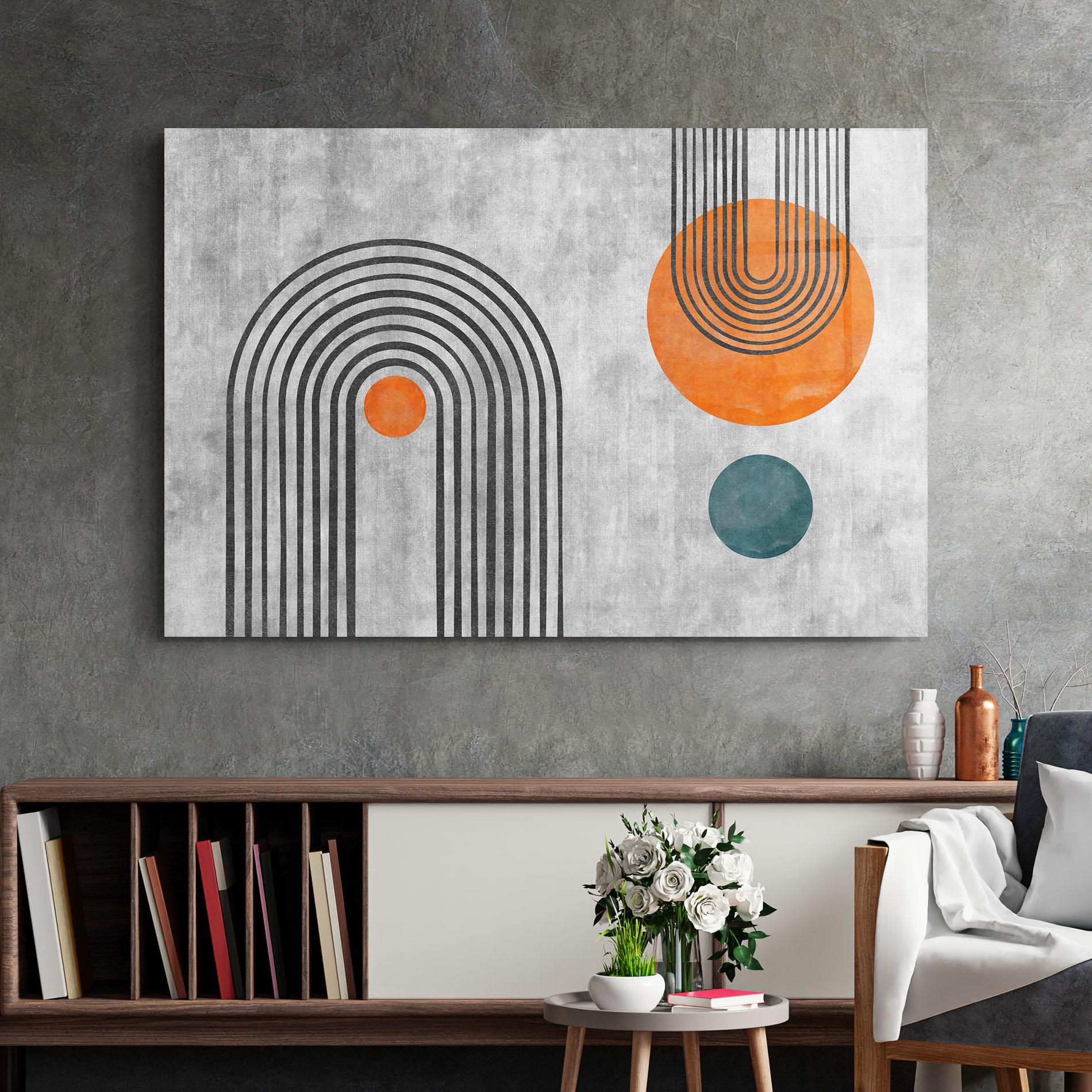 Tablou Sticla Abstract Orange Circles mockup 2