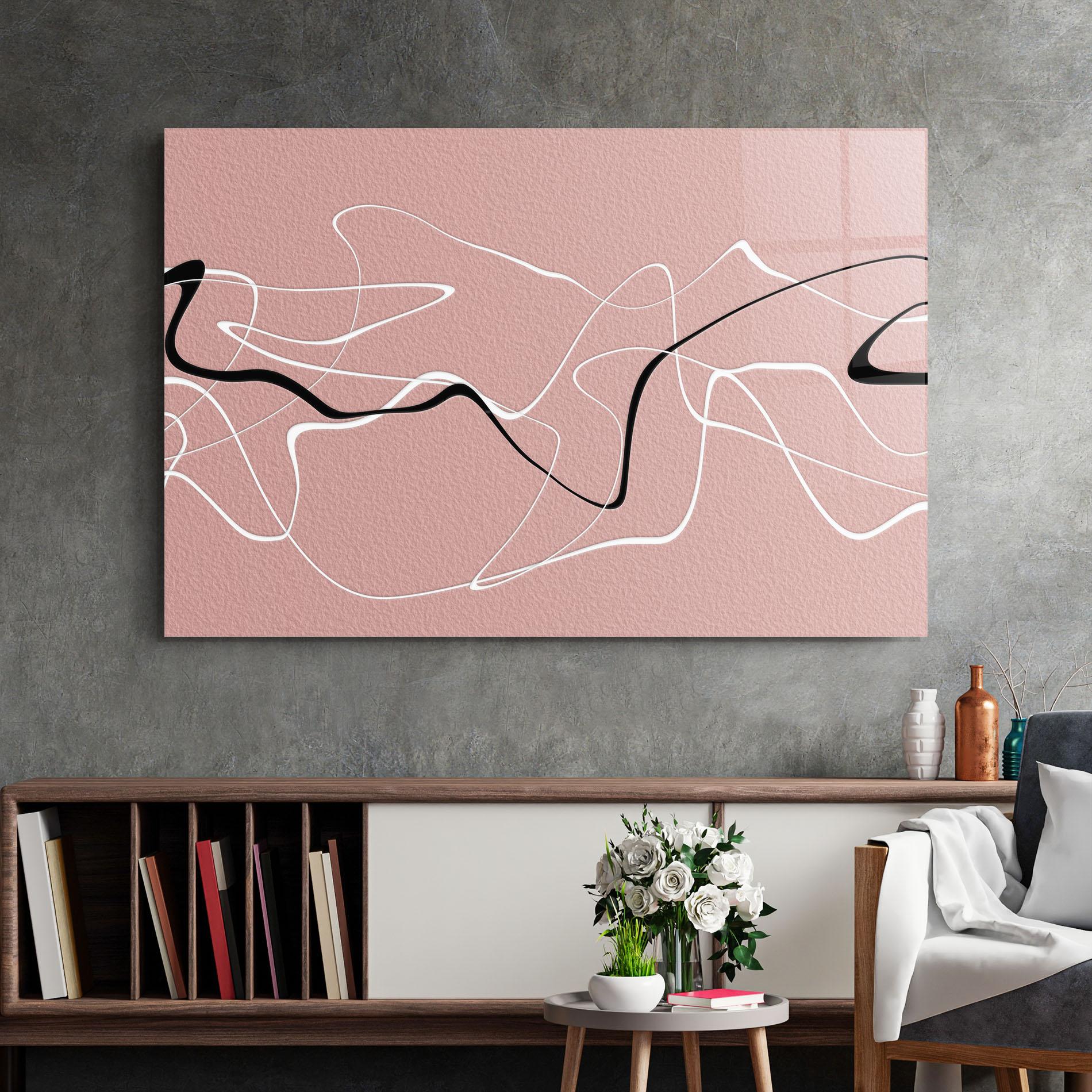 Tablou Sticla Abstract Pink Painting mockup 2