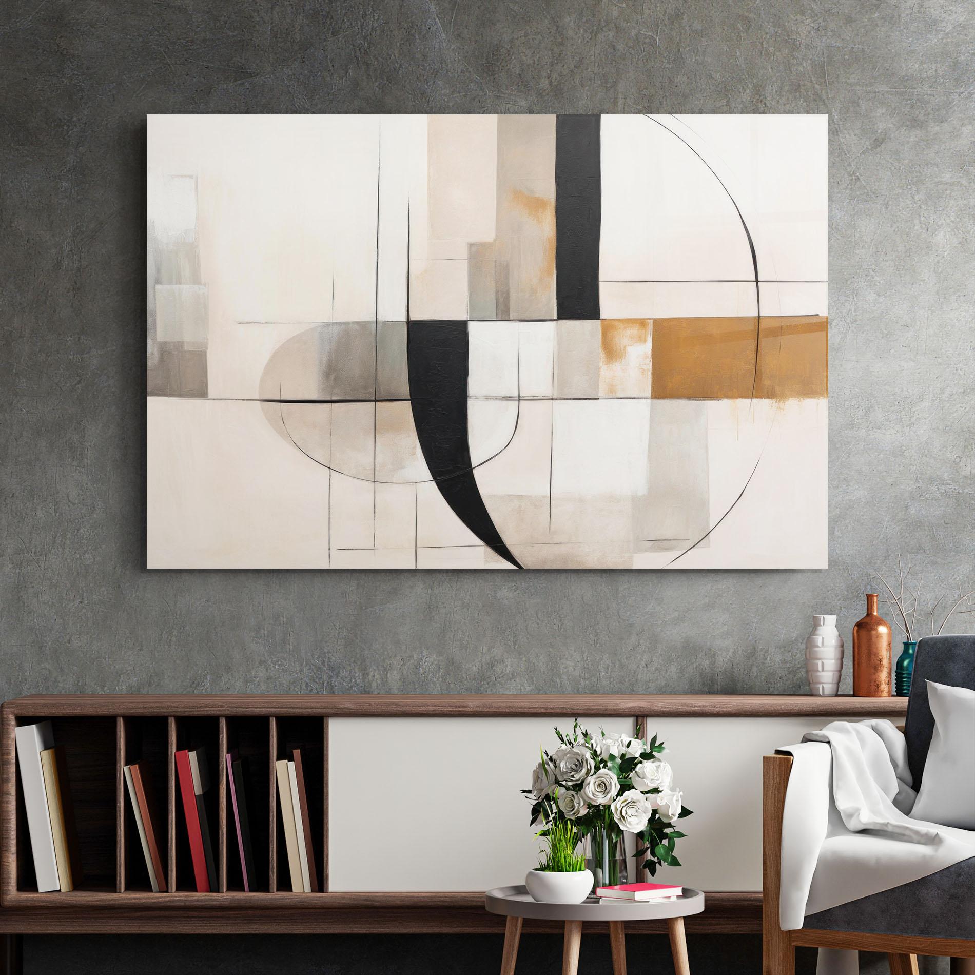 Tablou Sticla Black Abstract Lines mockup 2