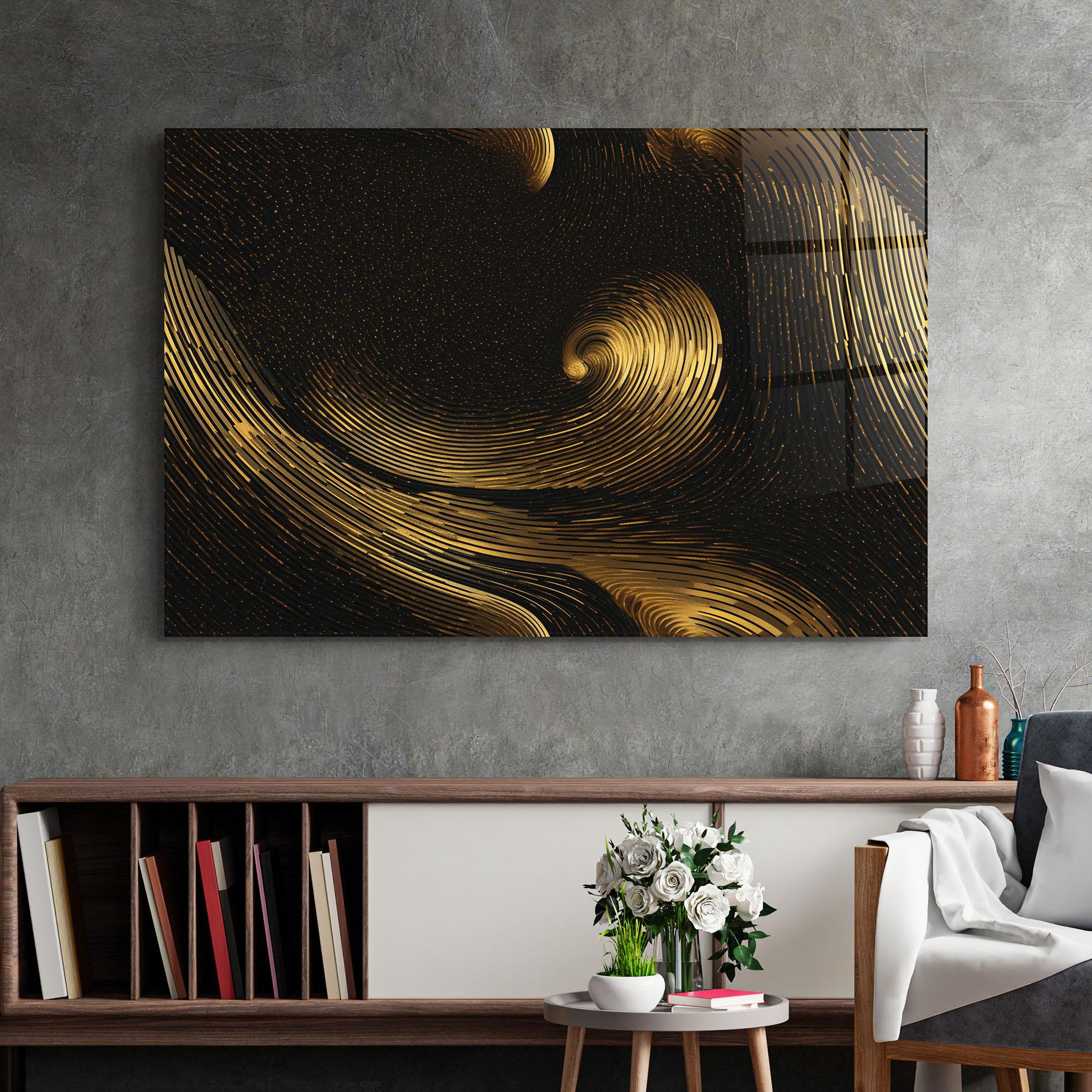 Tablou Sticla Black Painting With Gold mockup 2