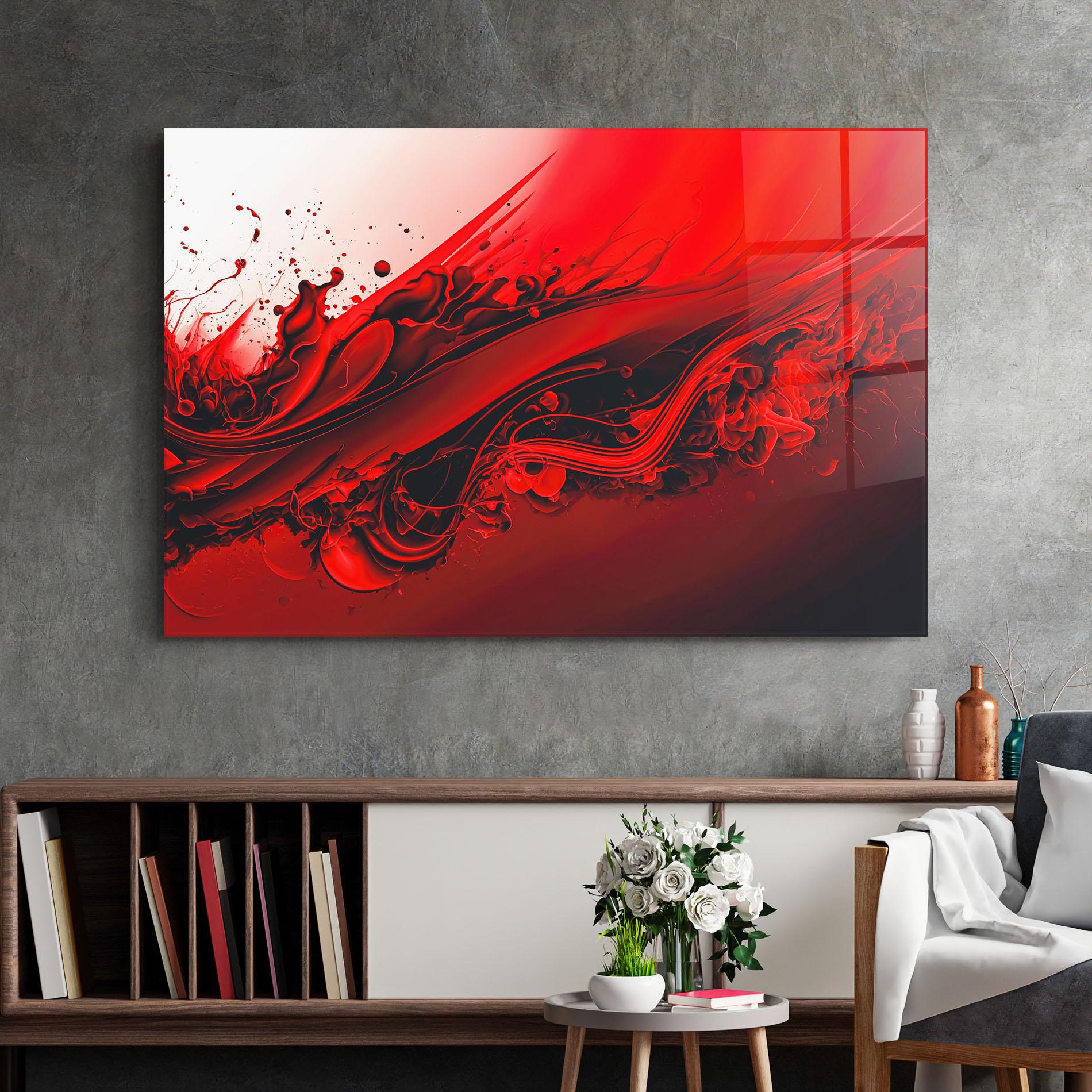 Tablou Sticla Smooth Red Color mockup 2