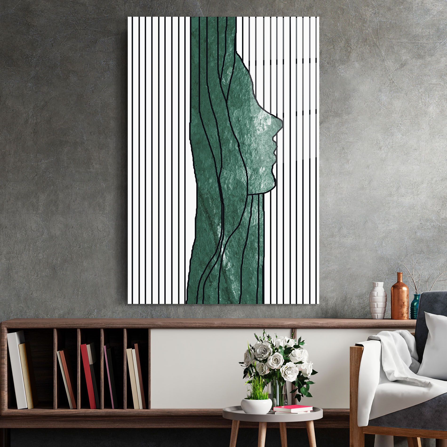 Abstract Green Face mockup 2