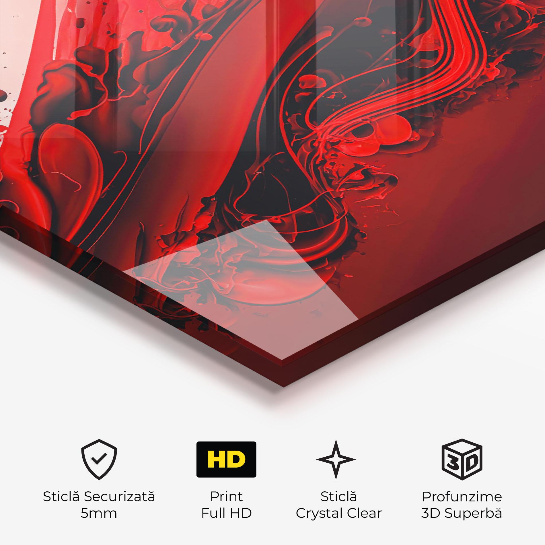 Tablou Sticla Smooth Red Color mockup 3