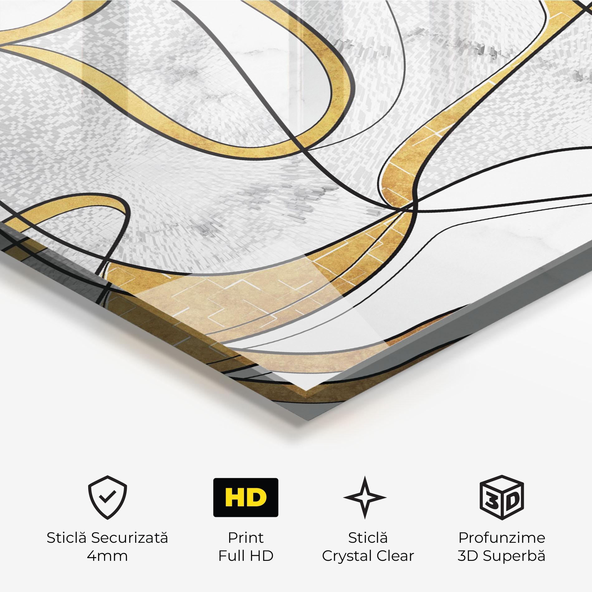 Tablou Sticla Abstract Gold Lines mockup 3