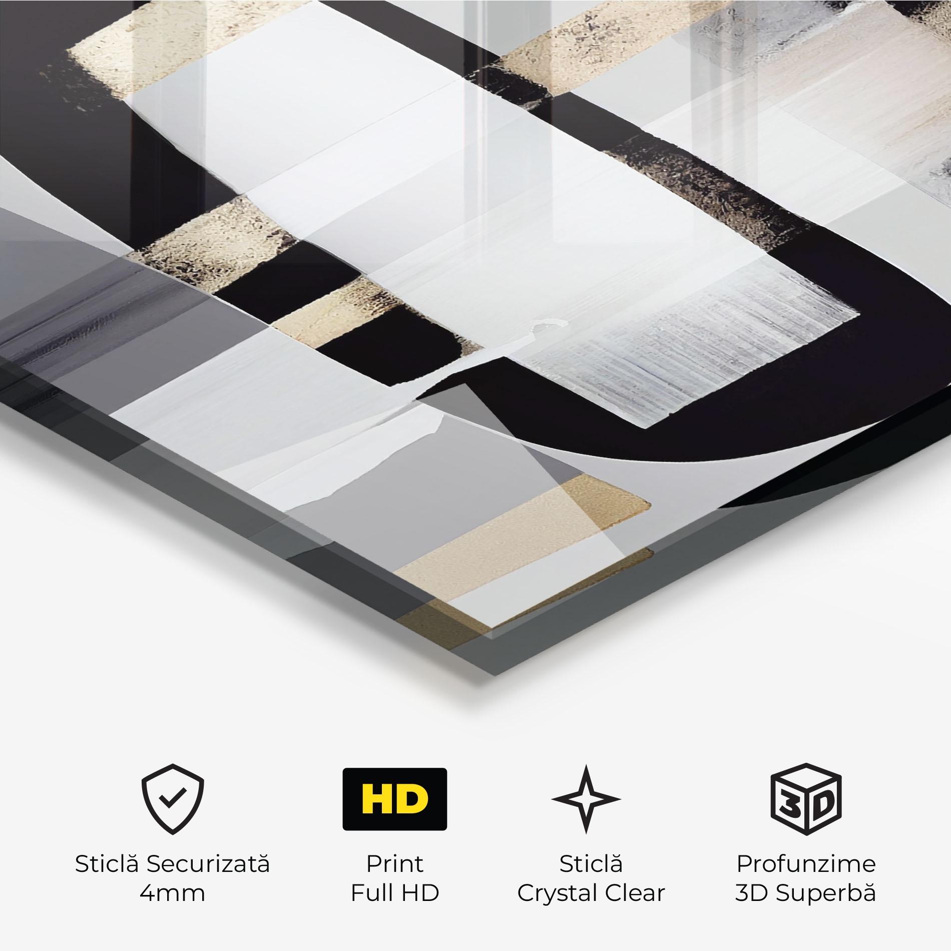 Tablou Sticla Abstract Gold Painting With Black mockup 3