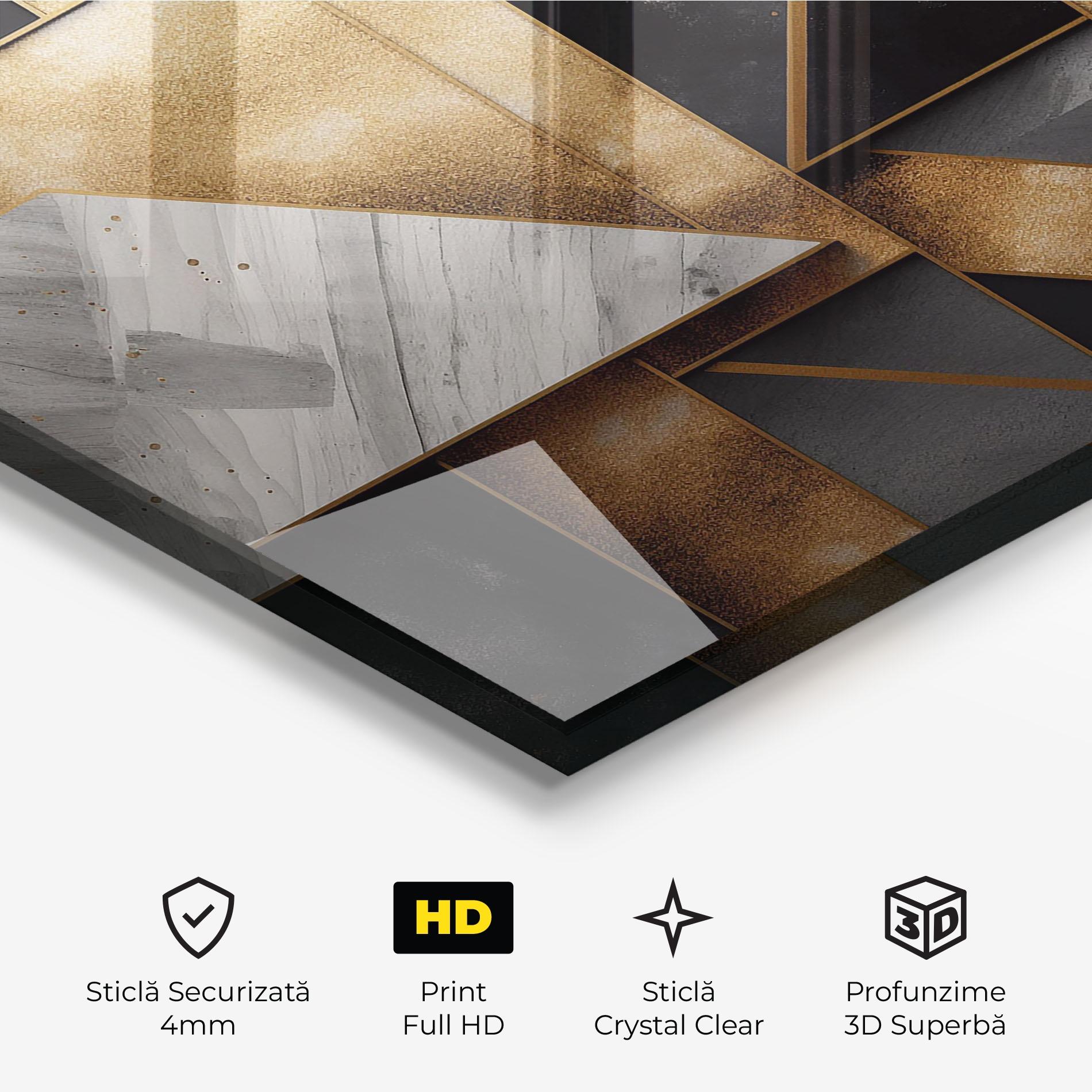 Tablou Sticla Abstract Gold Square mockup 3