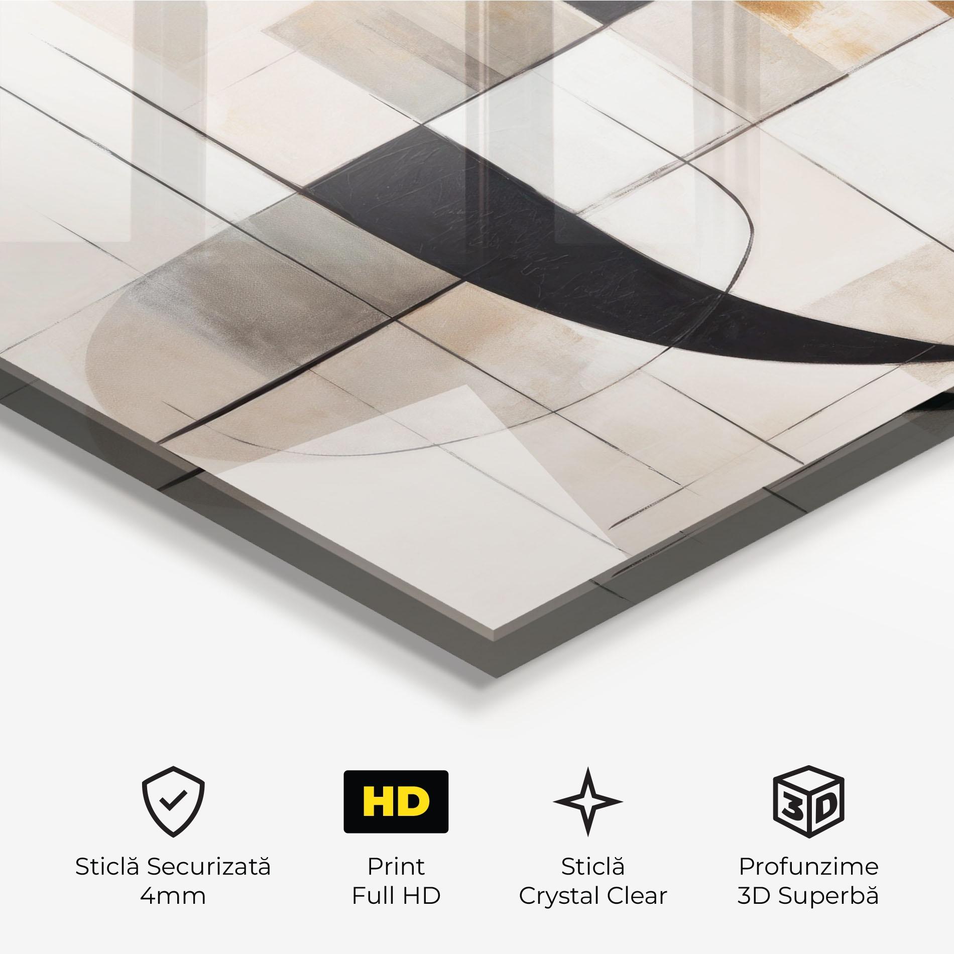Tablou Sticla Black Abstract Lines mockup 3