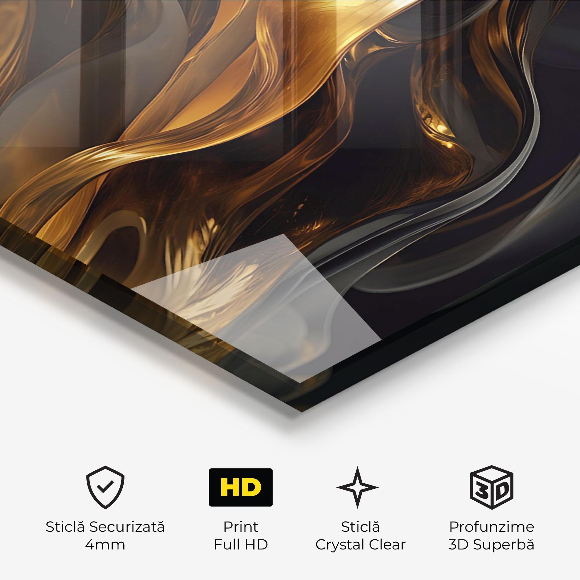 Tablou Sticla Gold With Black Wave mockup 3