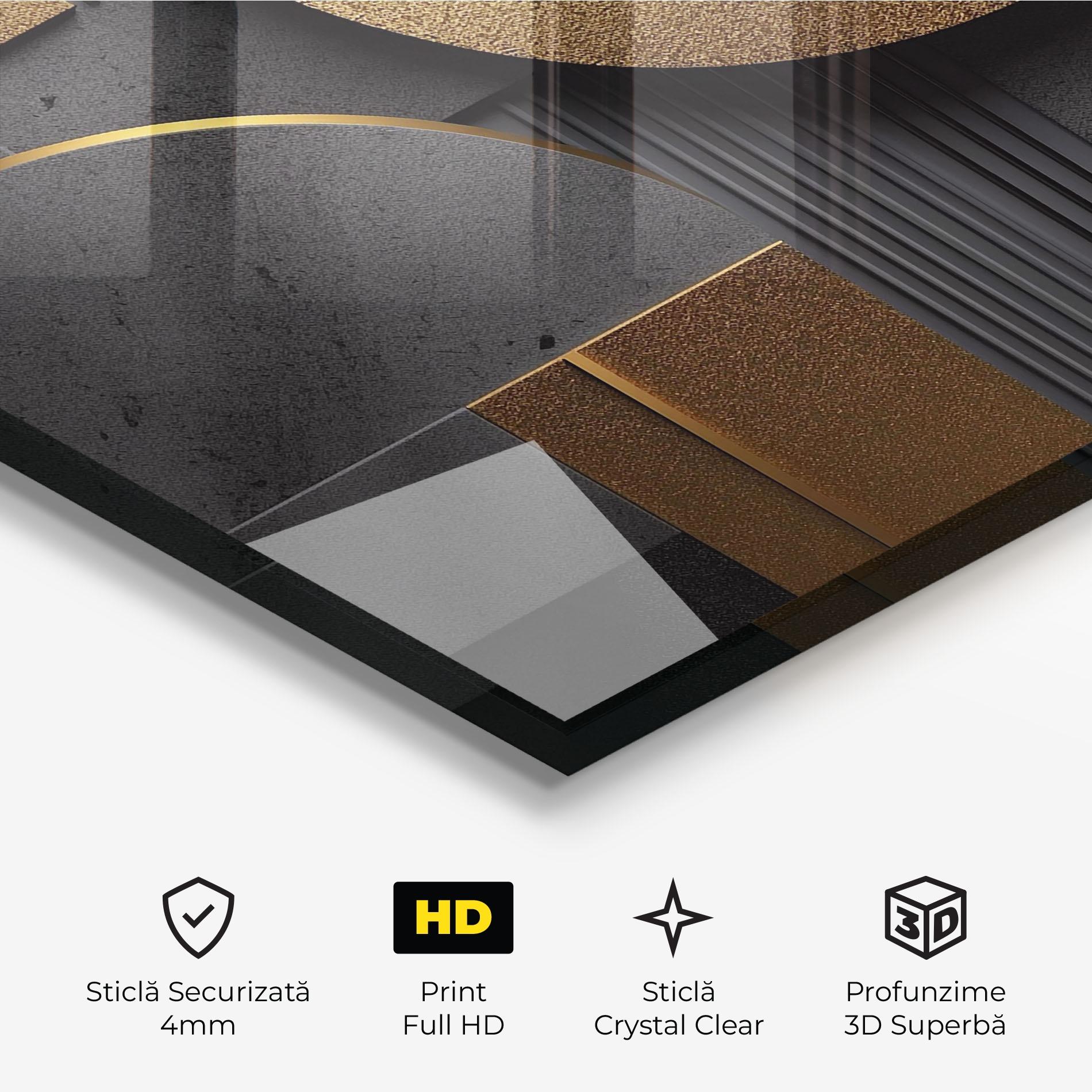Tablou Sticla Gold With Grey Circle mockup 3