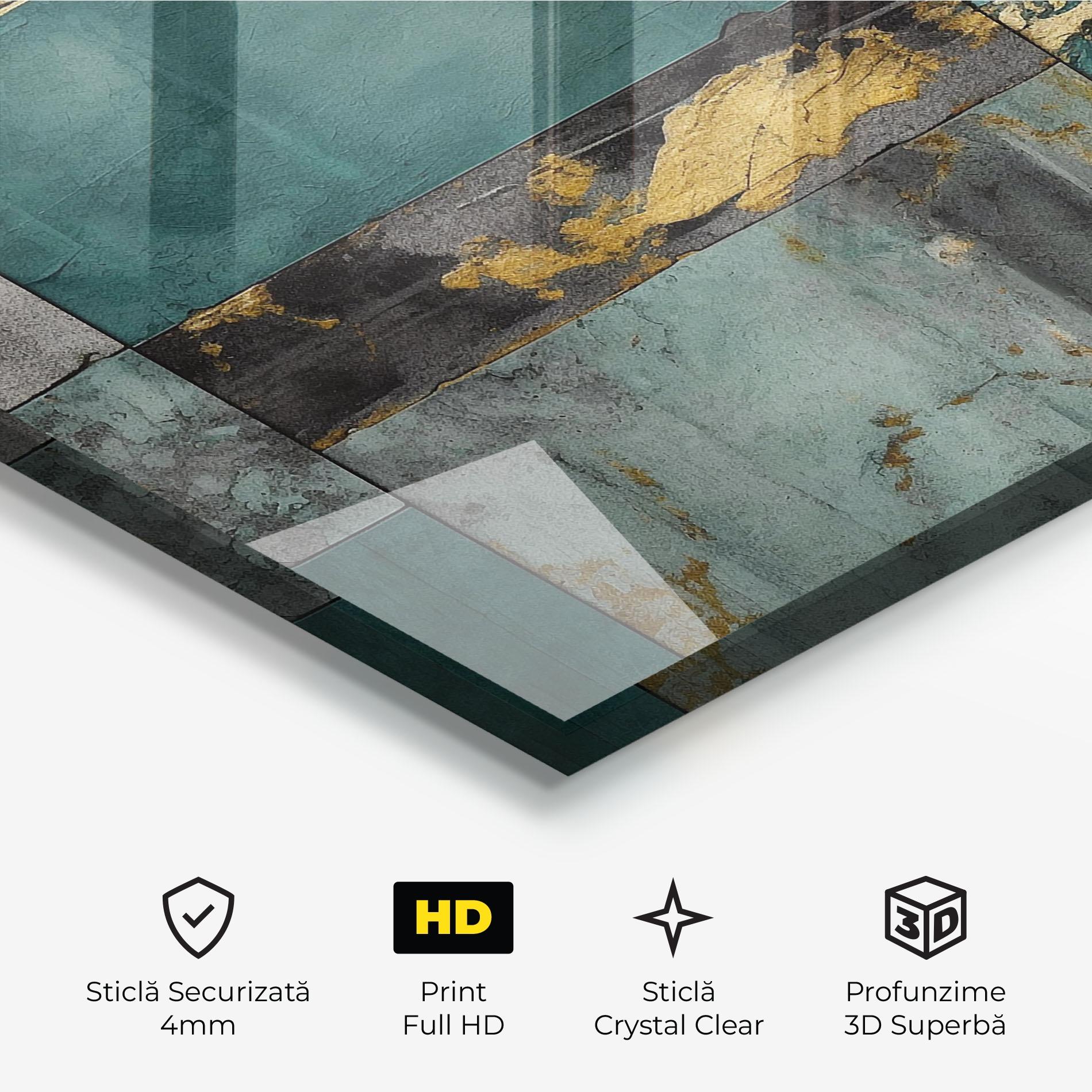 Tablou Sticla Golden Green Painting mockup 3