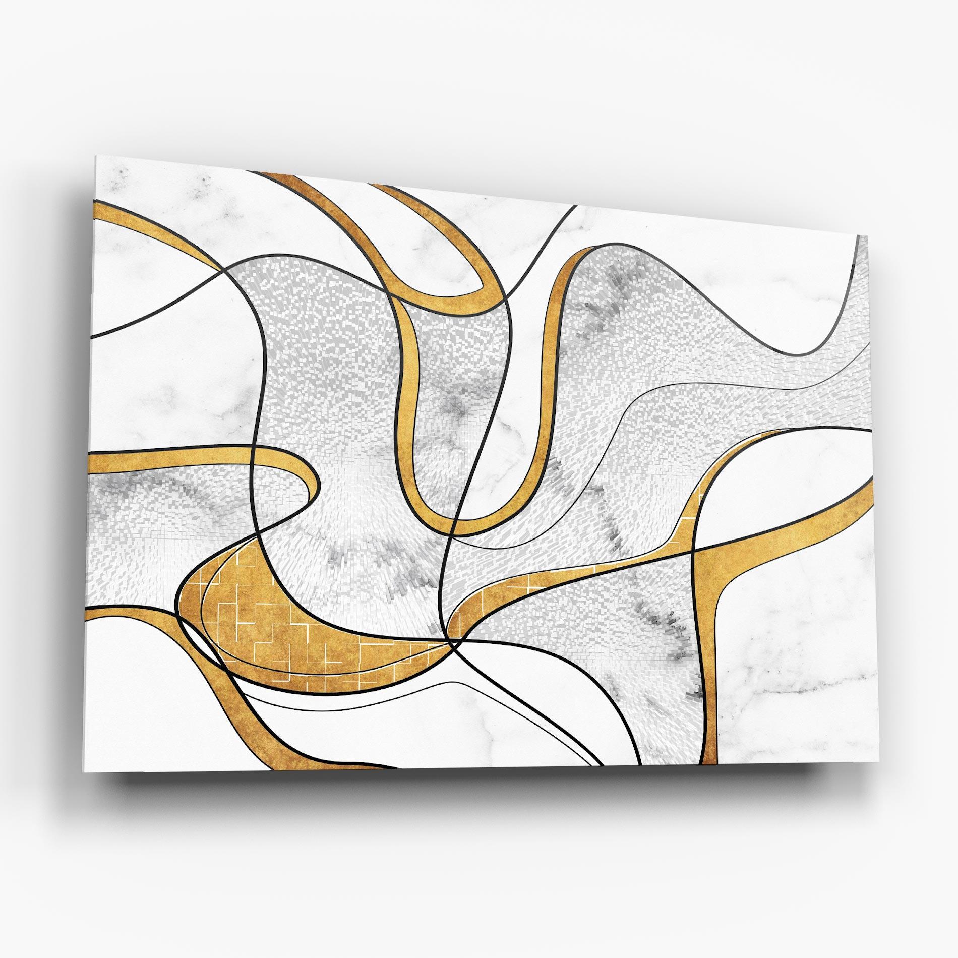 Tablou Sticla Abstract Gold Lines mockup 6