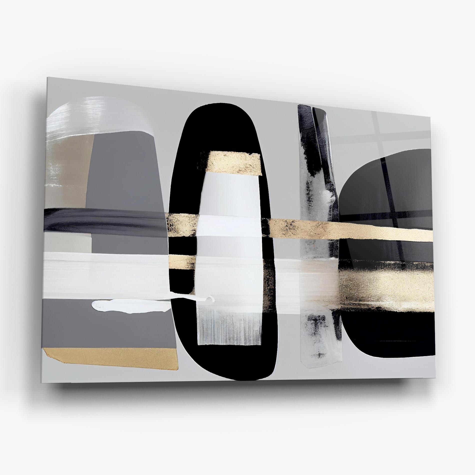 Tablou Sticla Abstract Gold Painting With Black mockup 6