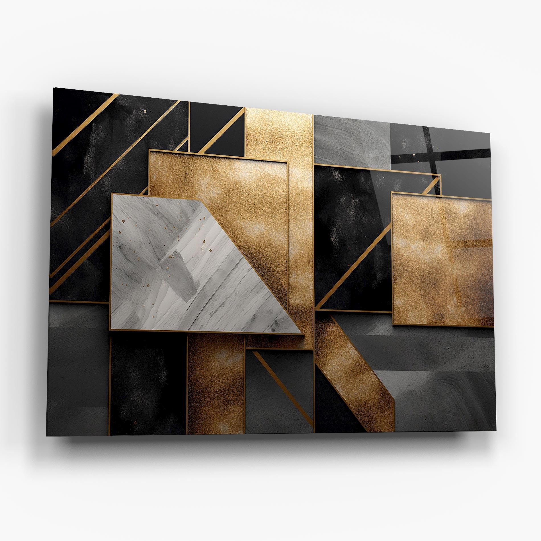 Tablou Sticla Abstract Gold Square mockup 6
